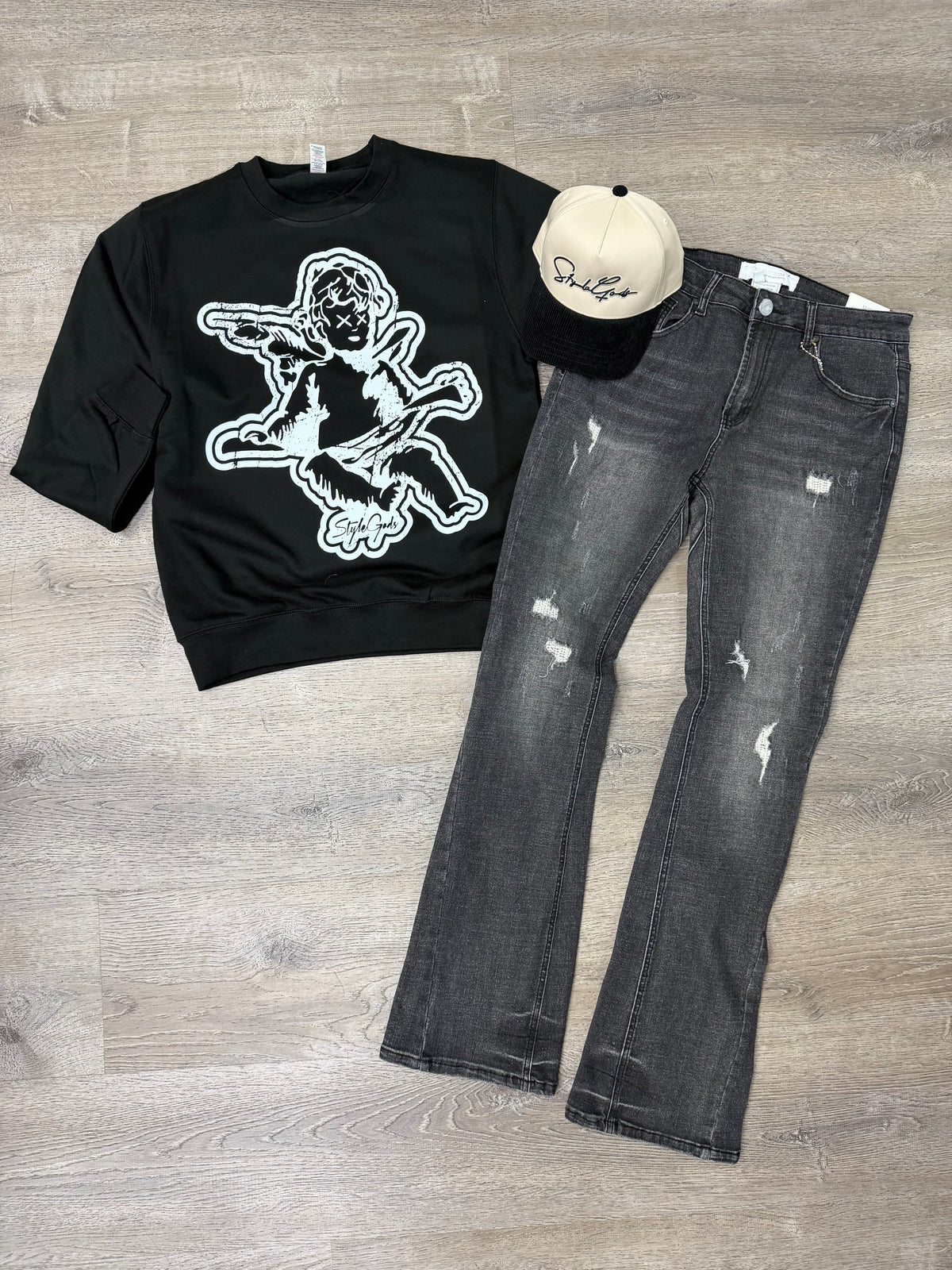 StyleGods Jumbo Angel Crewneck Black