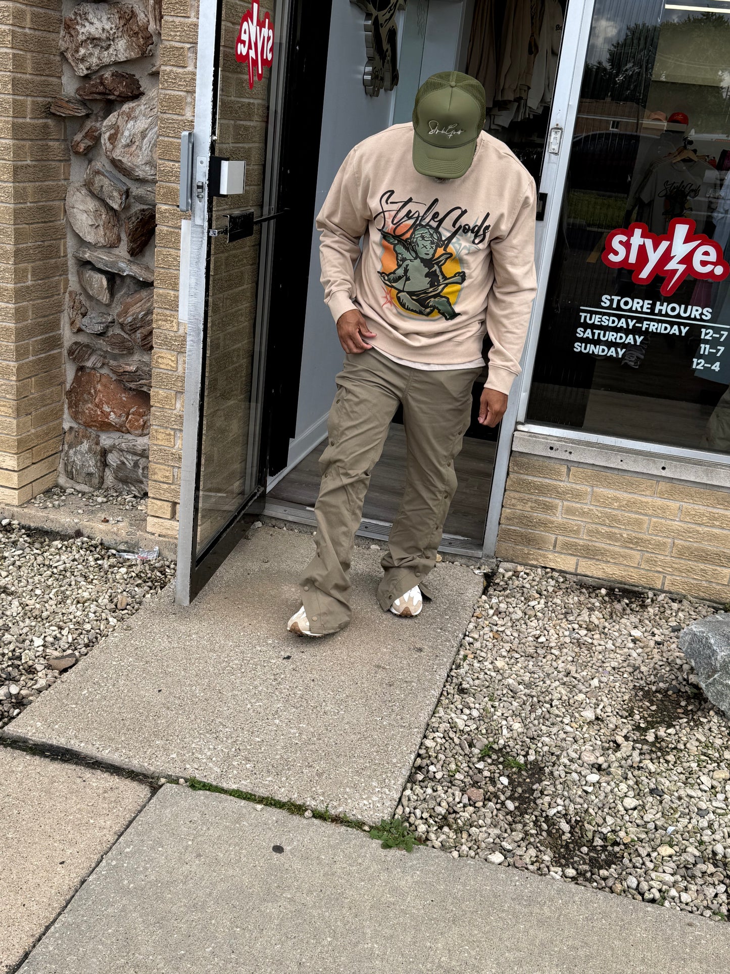 Copper Rivet NYLON Stacked Snap Pants Olive