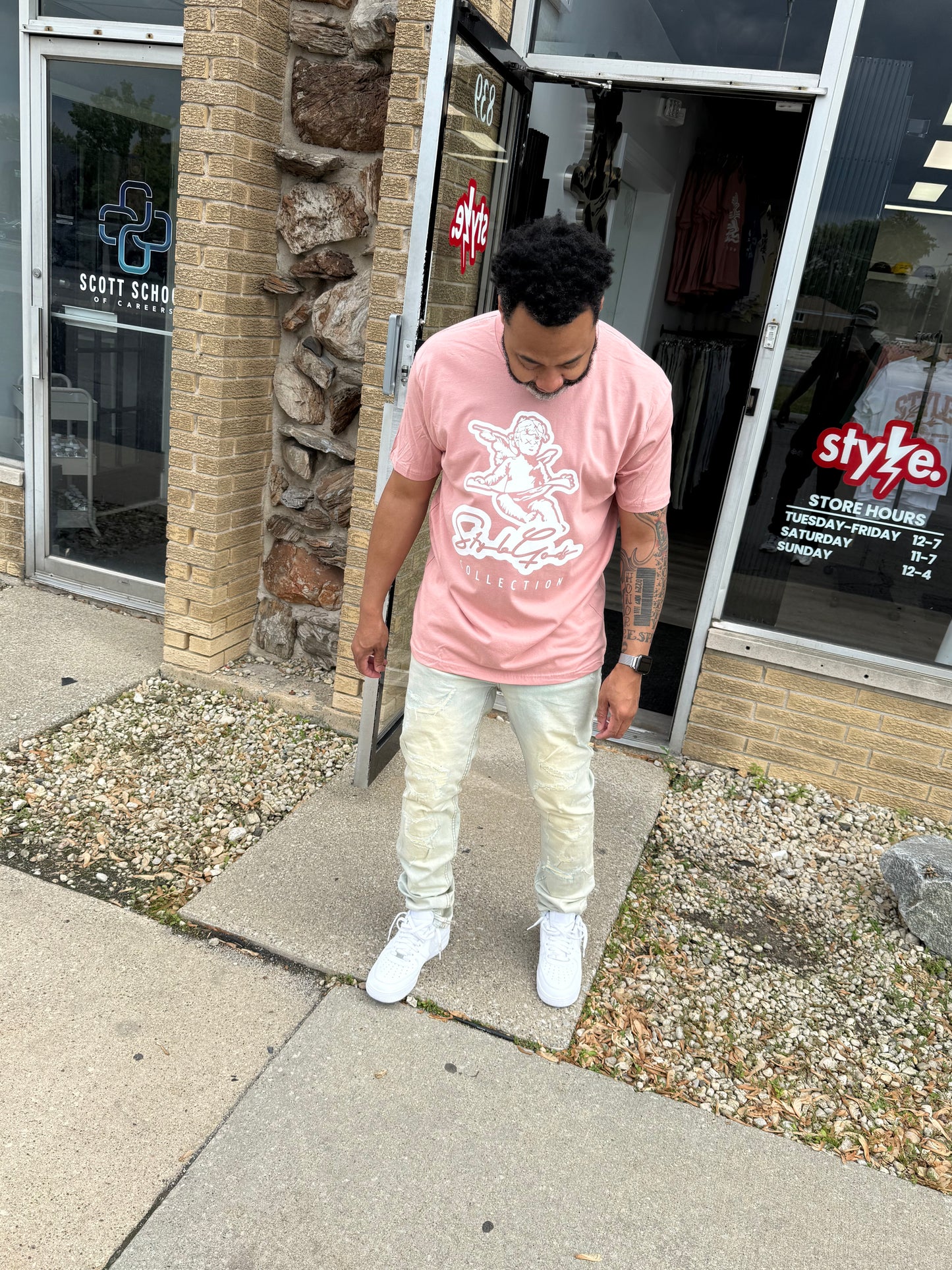 StyleGods Angel T Shirt - Mauve\White