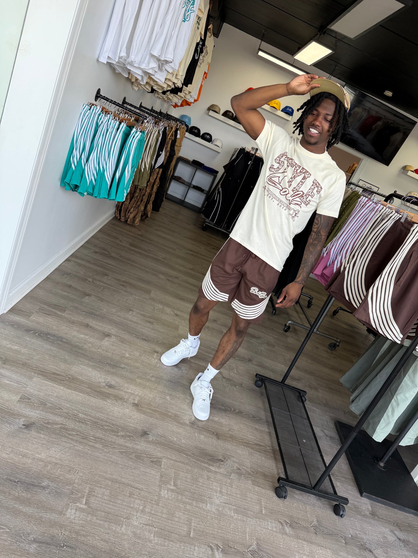 StyleGods Fleece 6 Stripe Short - Brown