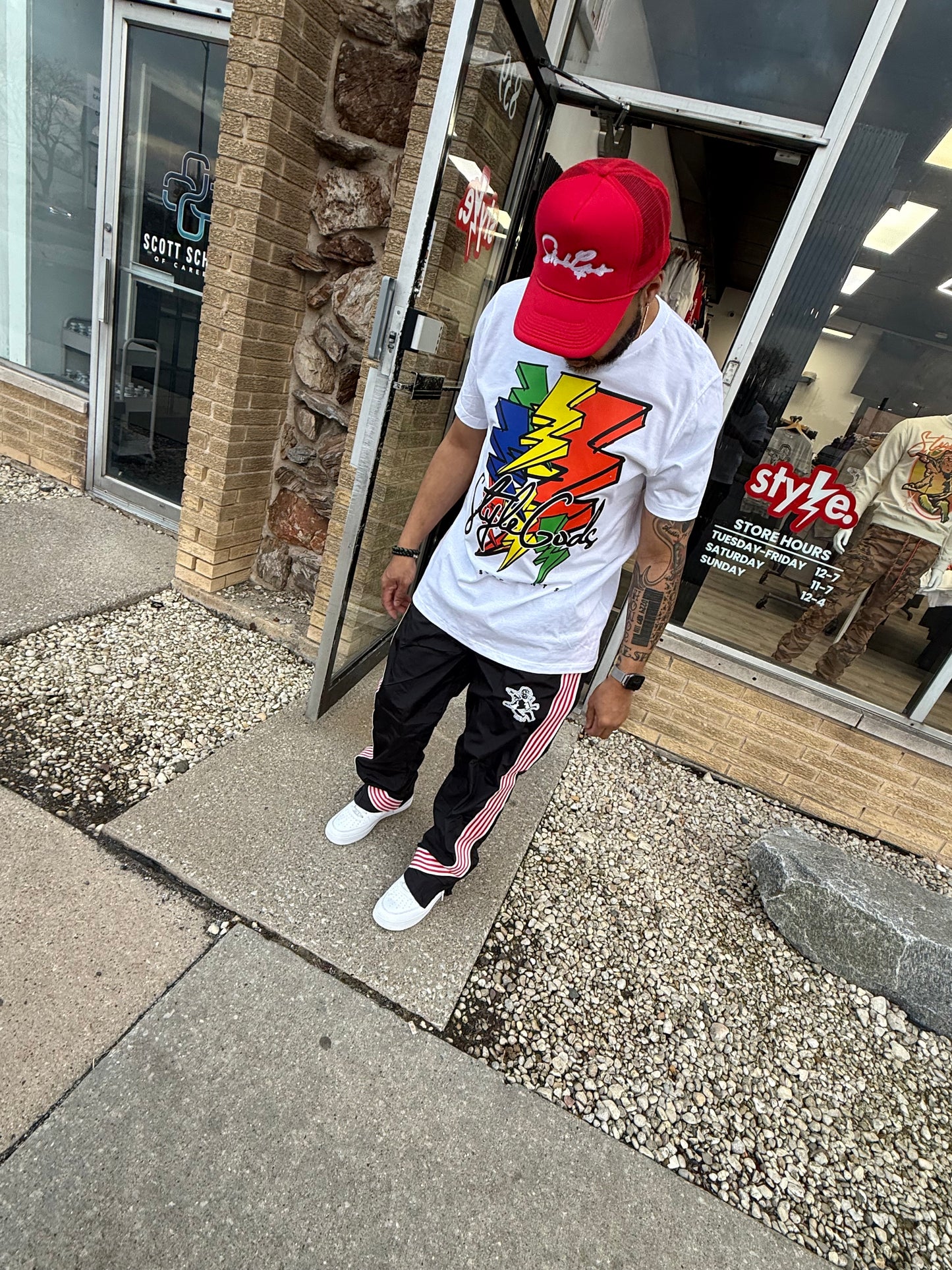 StyleGods Angel Nylon Joggers- Black\Red
