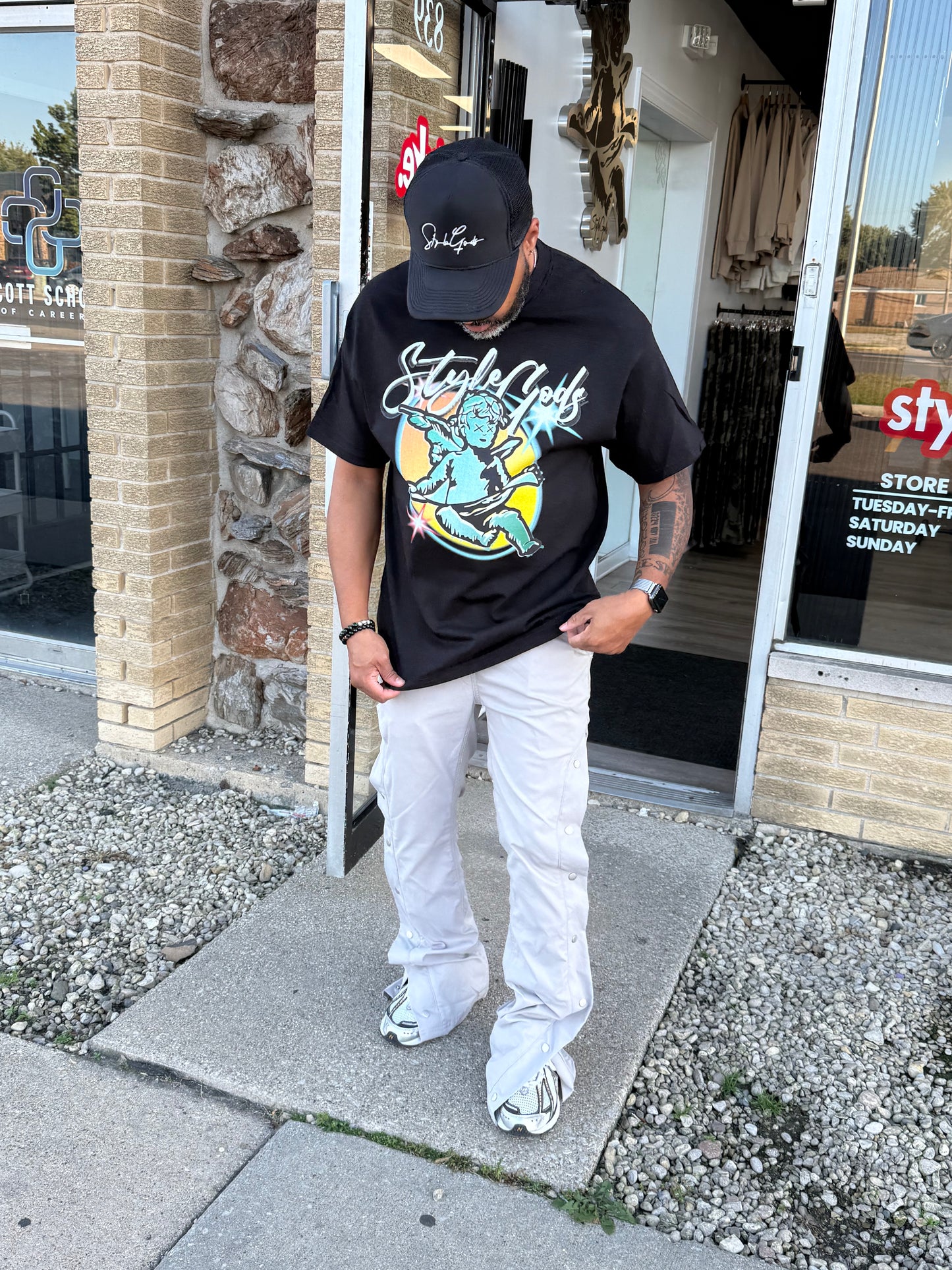 StyleGods Air Brush Angel T Shirt - Black