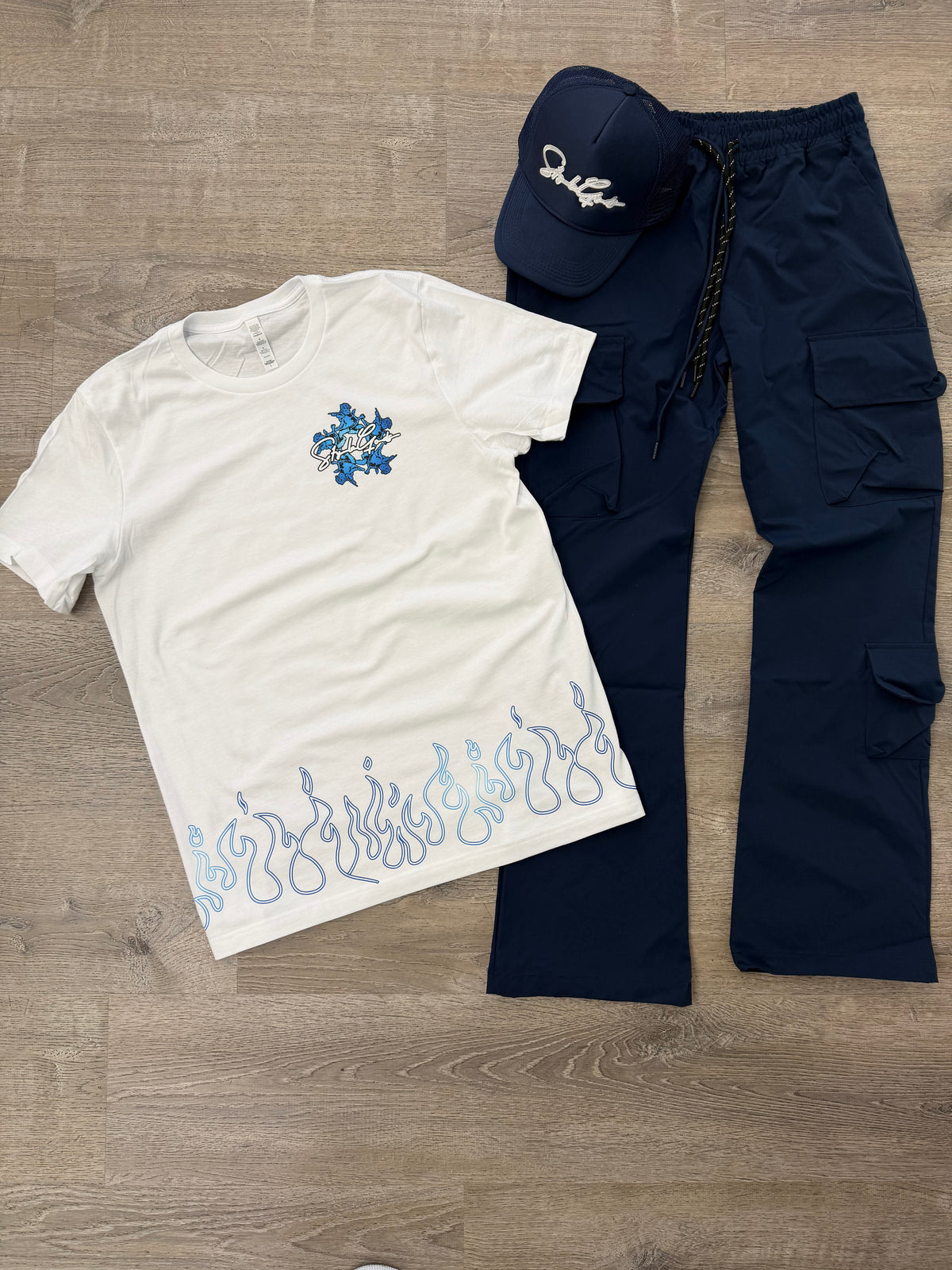 StyleGods Wave T Shirt White\Blue Multi