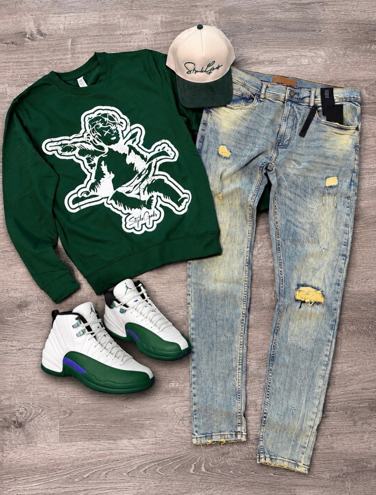 StyleGods Jumbo Angel Crewneck Green
