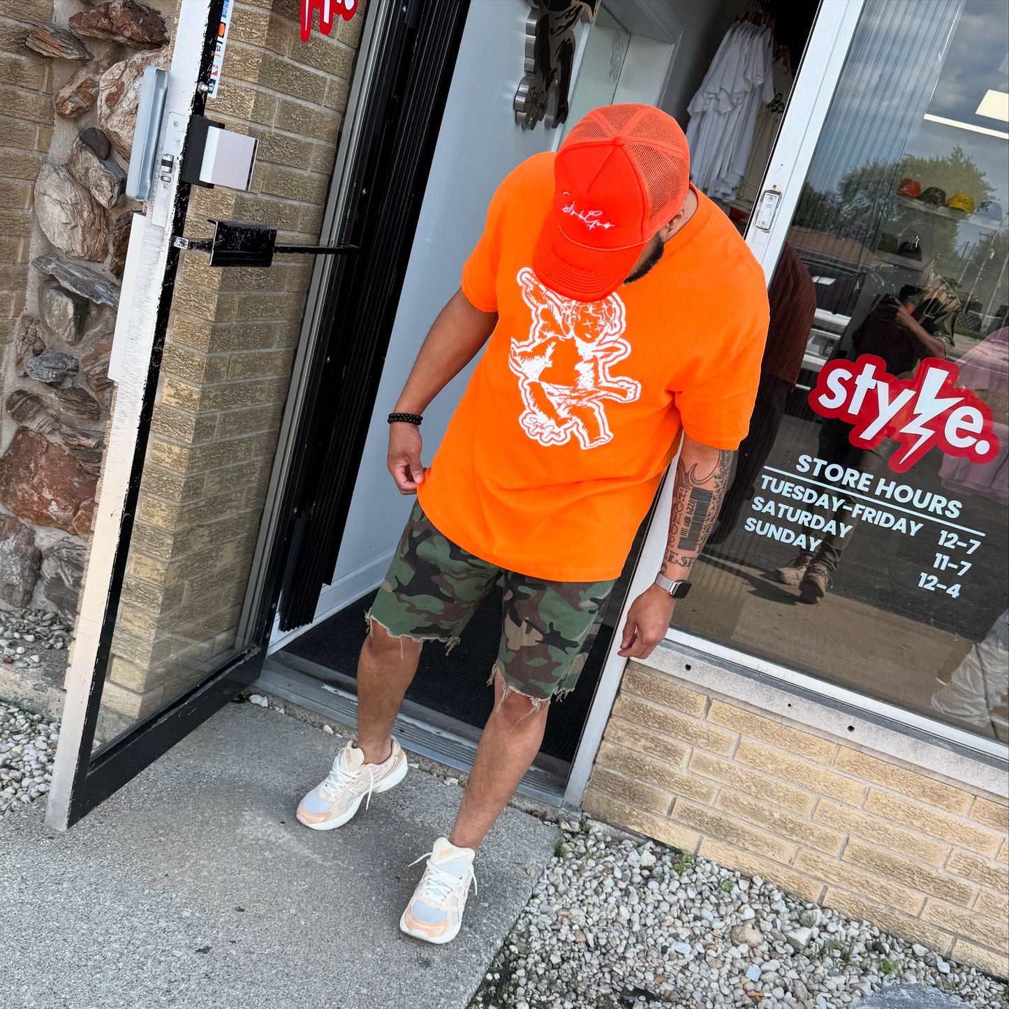 StyleGods Angel T Shirt - Orange\White