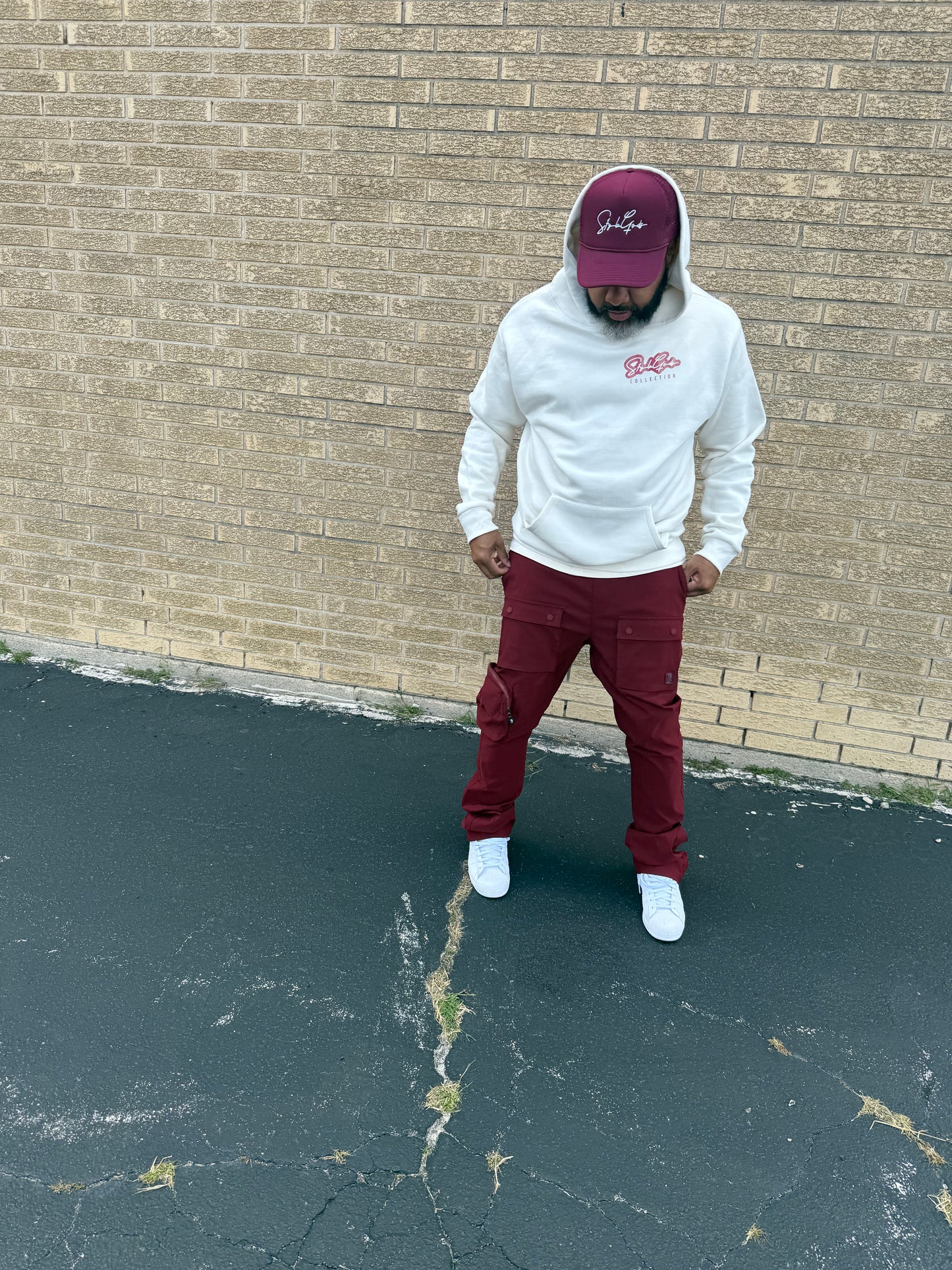 StyleGods Style Hooded SweatShirt - Tan\Maroon