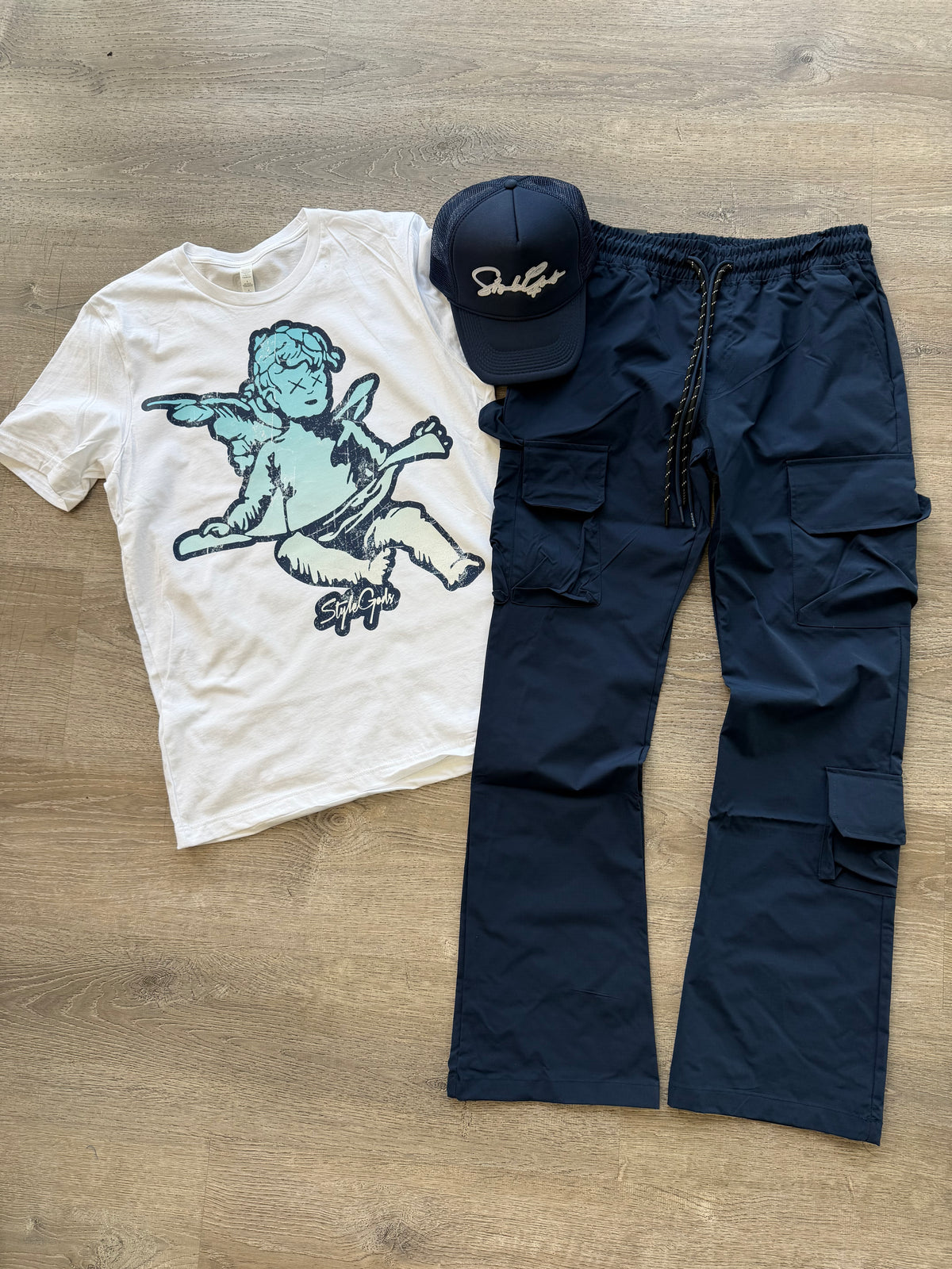 StyleGods Jumbo Angel T Shirt White\Navy