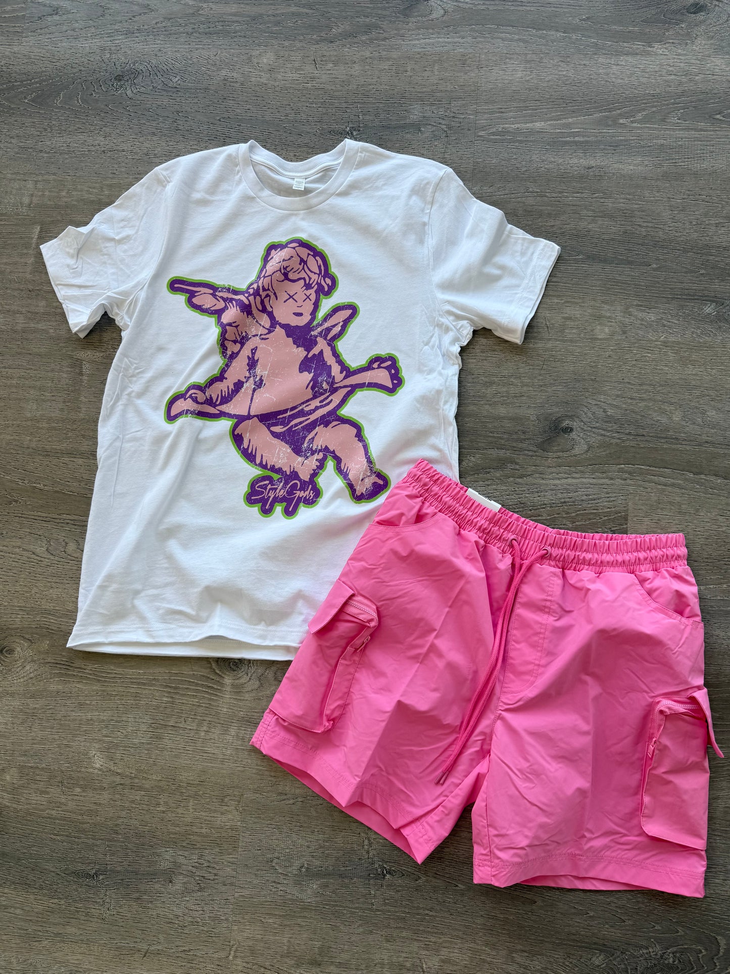 StyleGods Jumbo Angel T Shirt White\Pink\ Purple