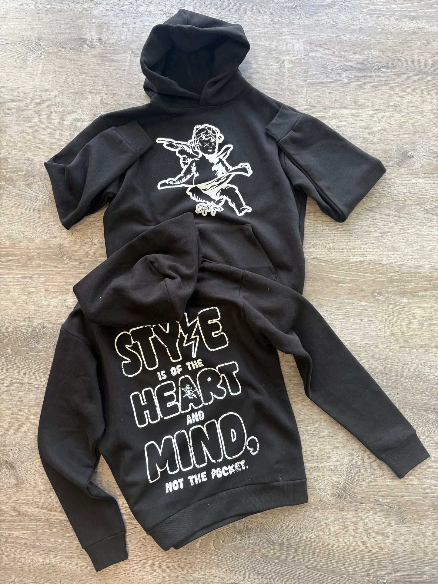 StyleGods Angel Hooded SweatShirt - Black\White
