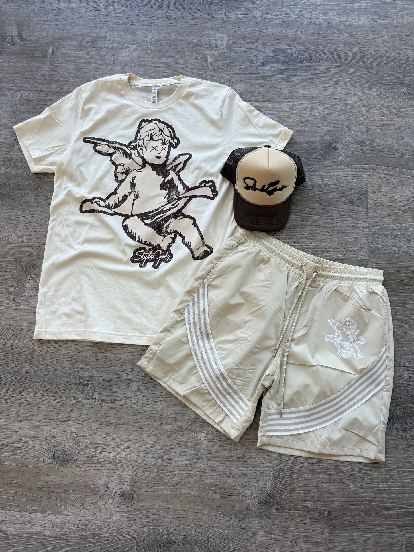 StyleGods Jumbo Angel T Shirt Tan\Brown