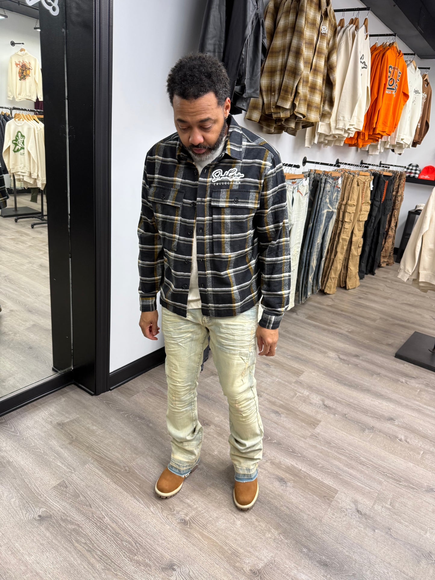 StyleGods Flannel Crop Shirt - Navy