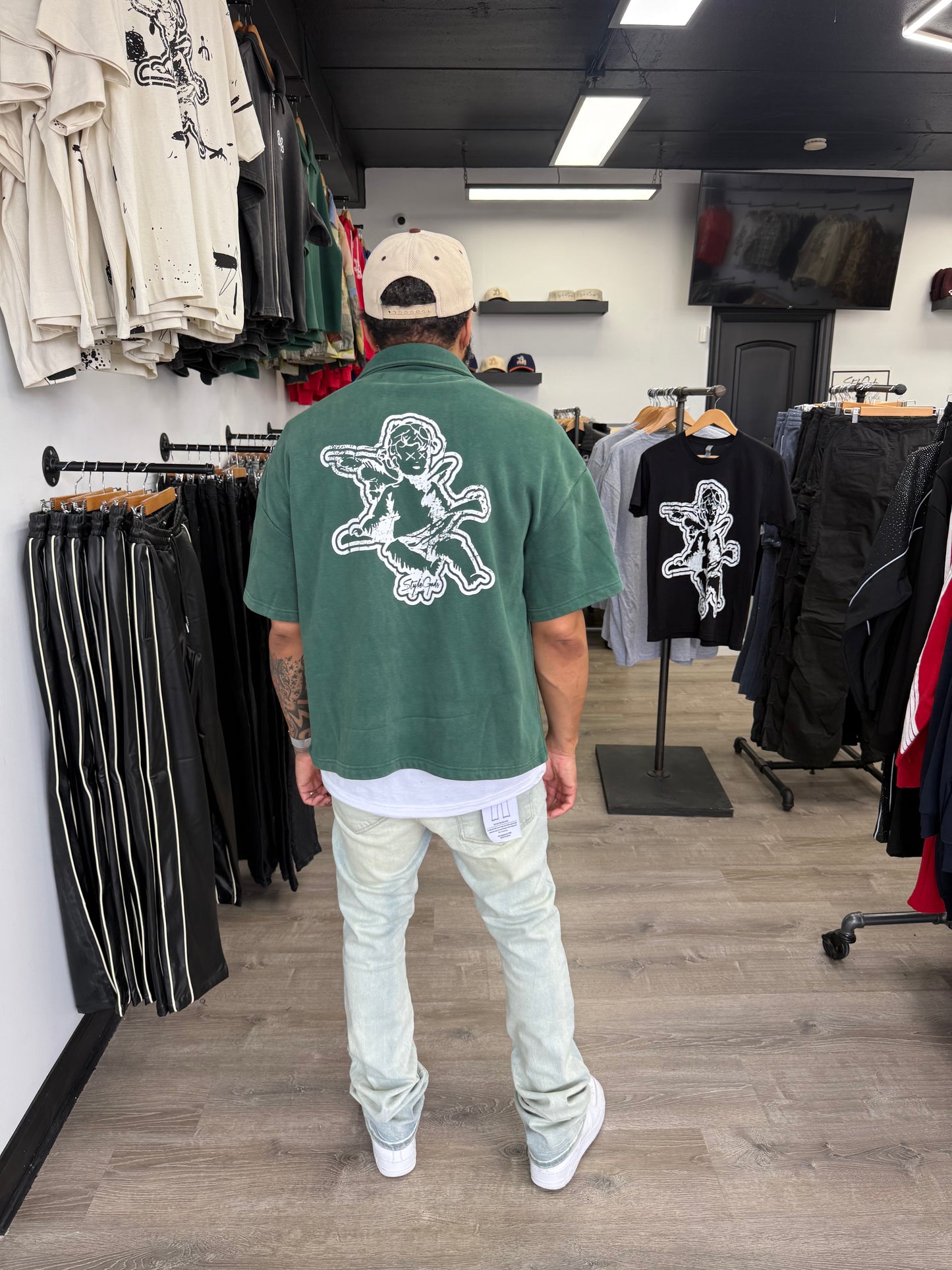StyleGods Crop Zip up Shirt - Kelly Green