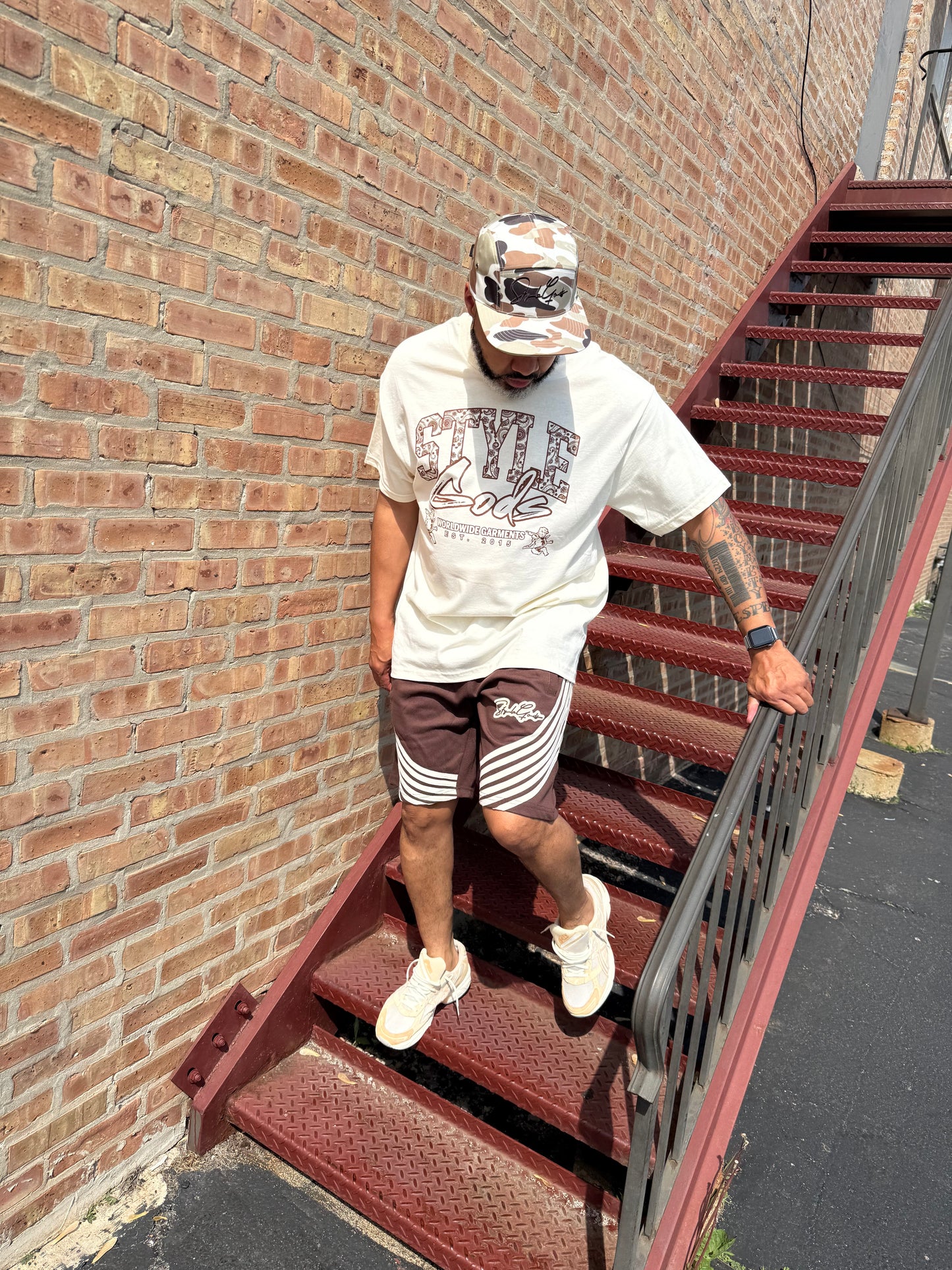 StyleGods Fleece 6 Stripe Short - Brown