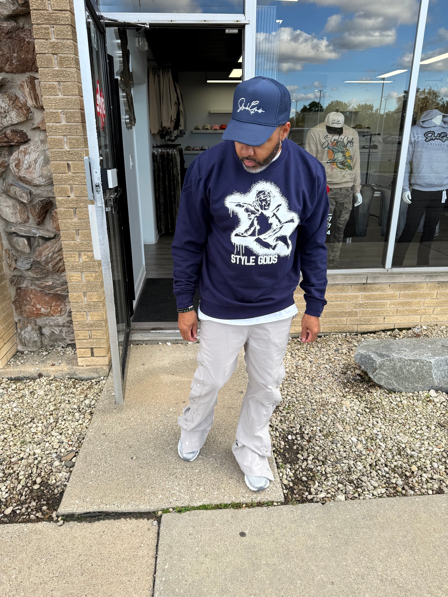 StyleGods Paint Angel Crewneck SweatShirt - Navy
