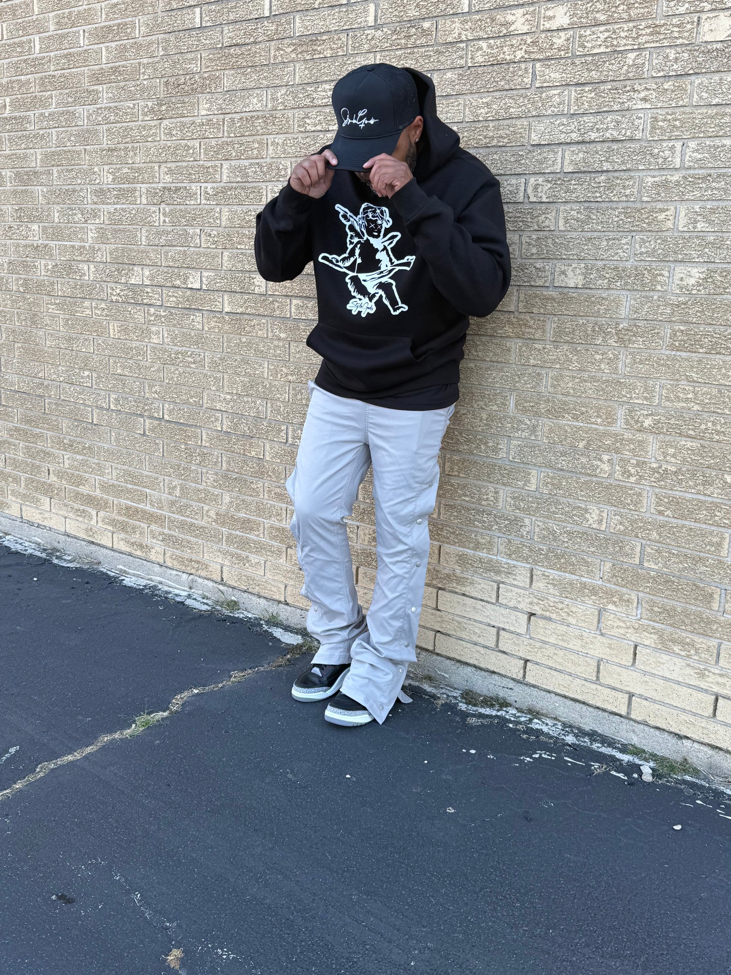 StyleGods Angel Hooded SweatShirt - Black\White