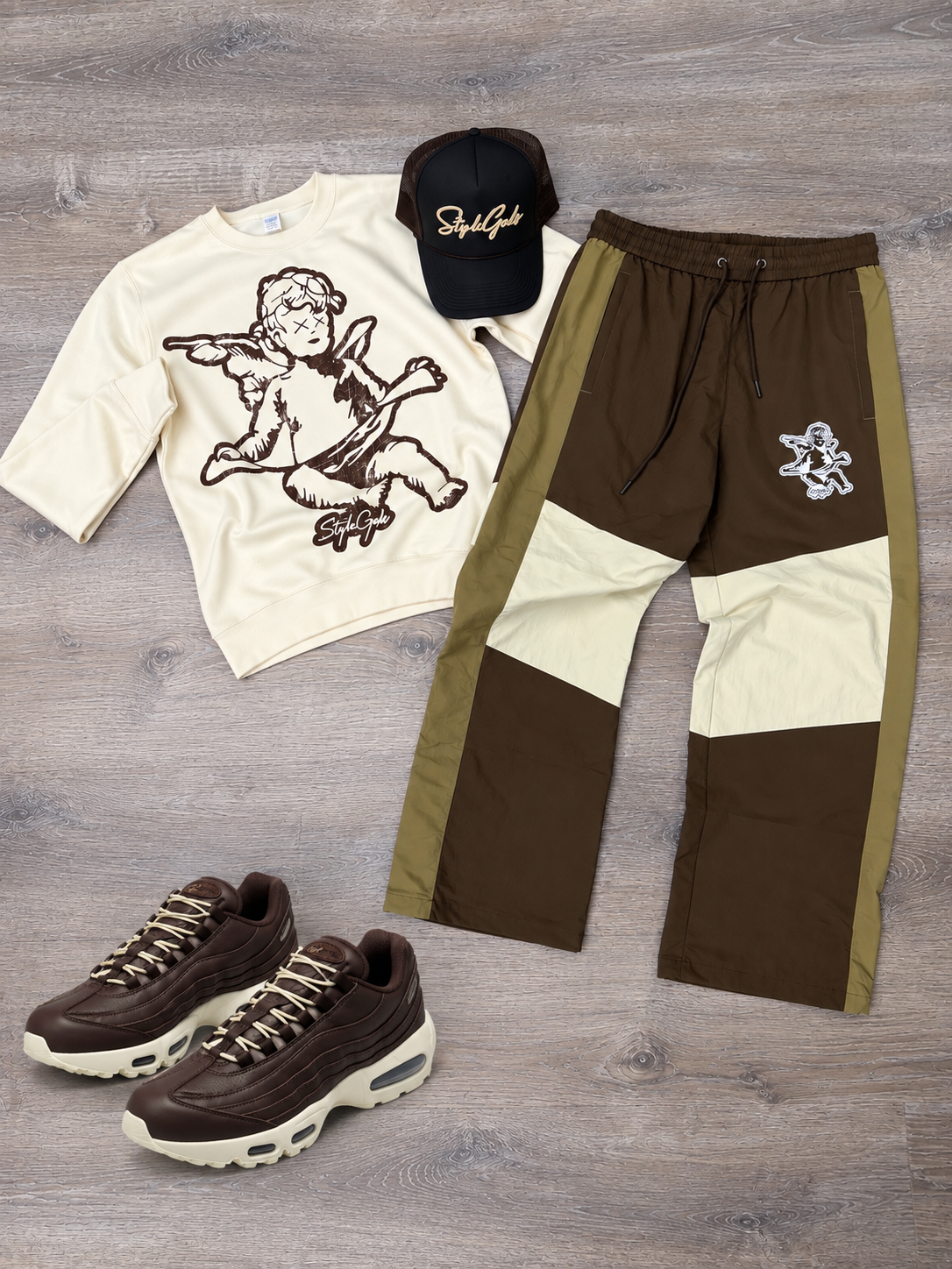 StyleGods Jumbo Angel Crewneck - Tan\Brown