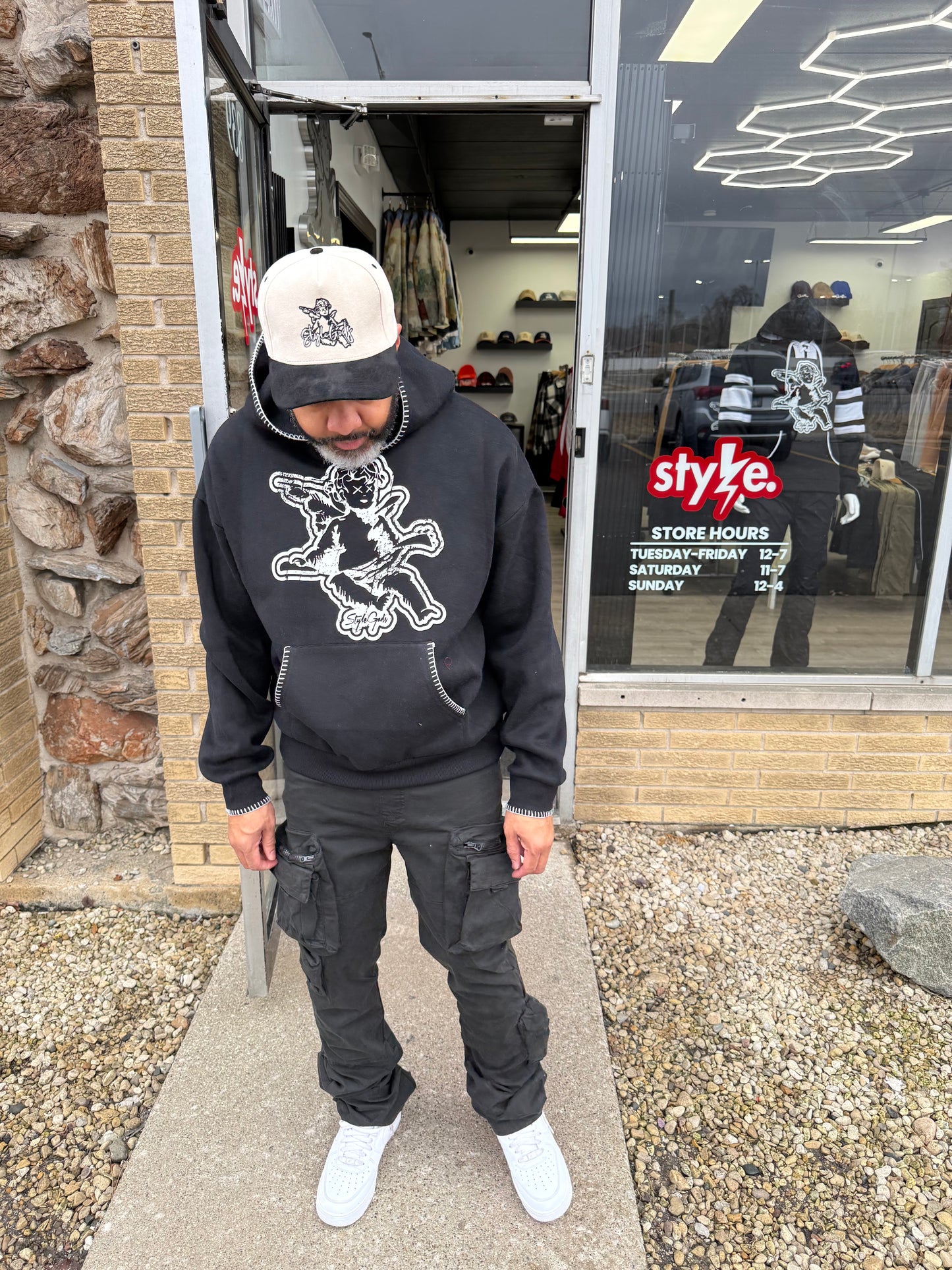 StyleGods Angel Stitch Sweater Hoodie Black\White