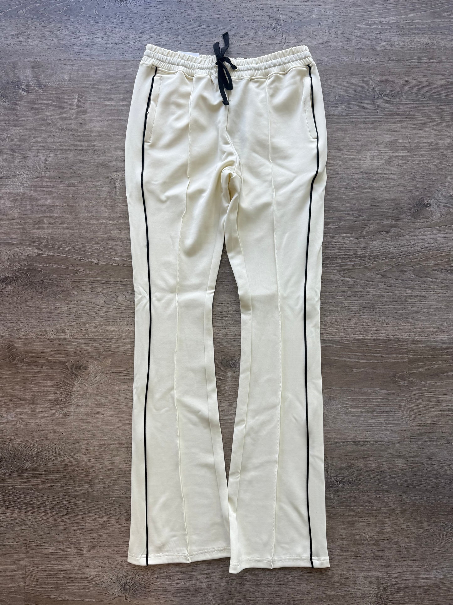 Rebel Minds STACKED Track Pants- Cream\Black