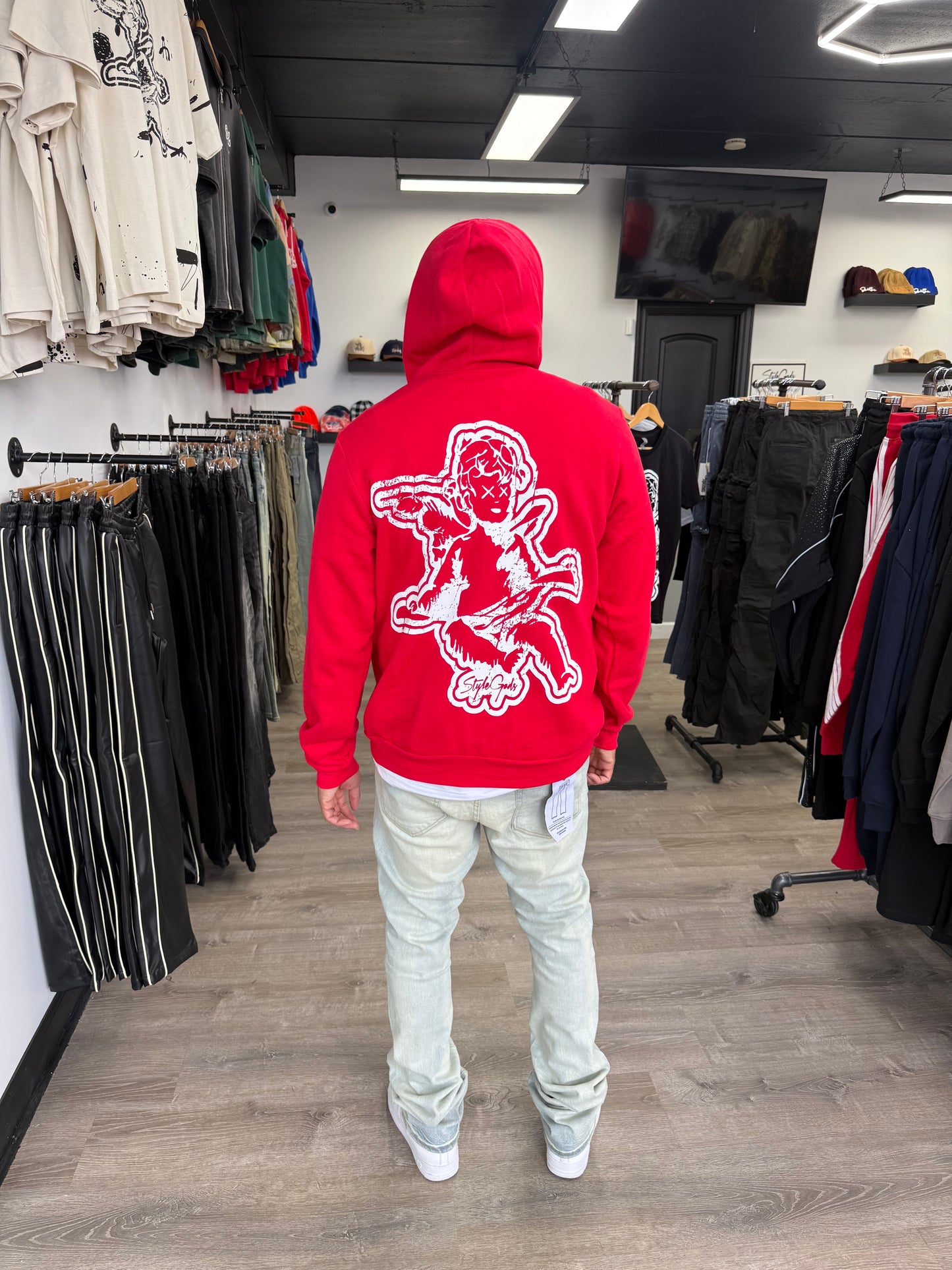 StyleGods Zip UP Angel Hoodie SweatShirt - Red