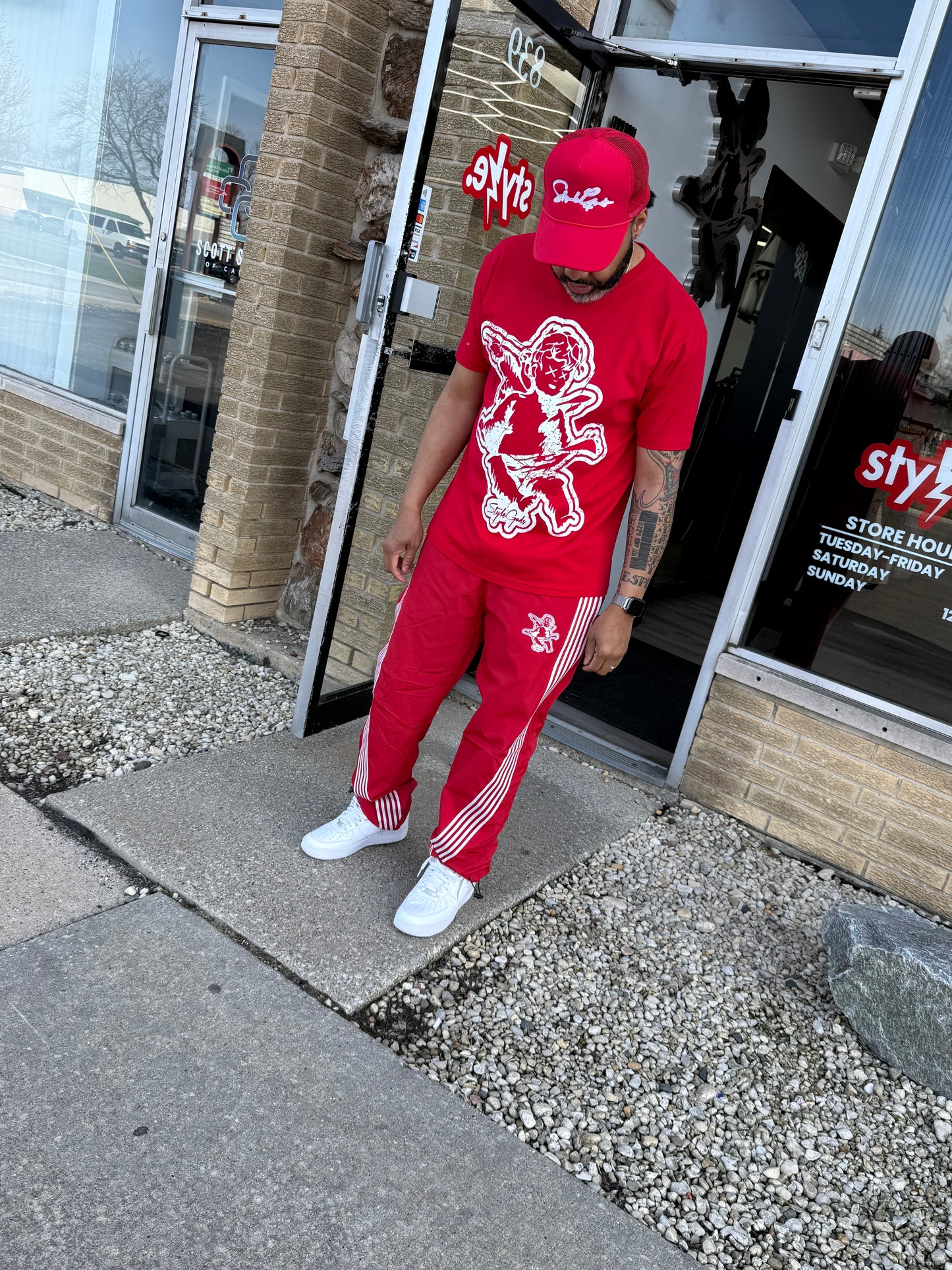 StyleGods Angel Nylon Joggers- Red