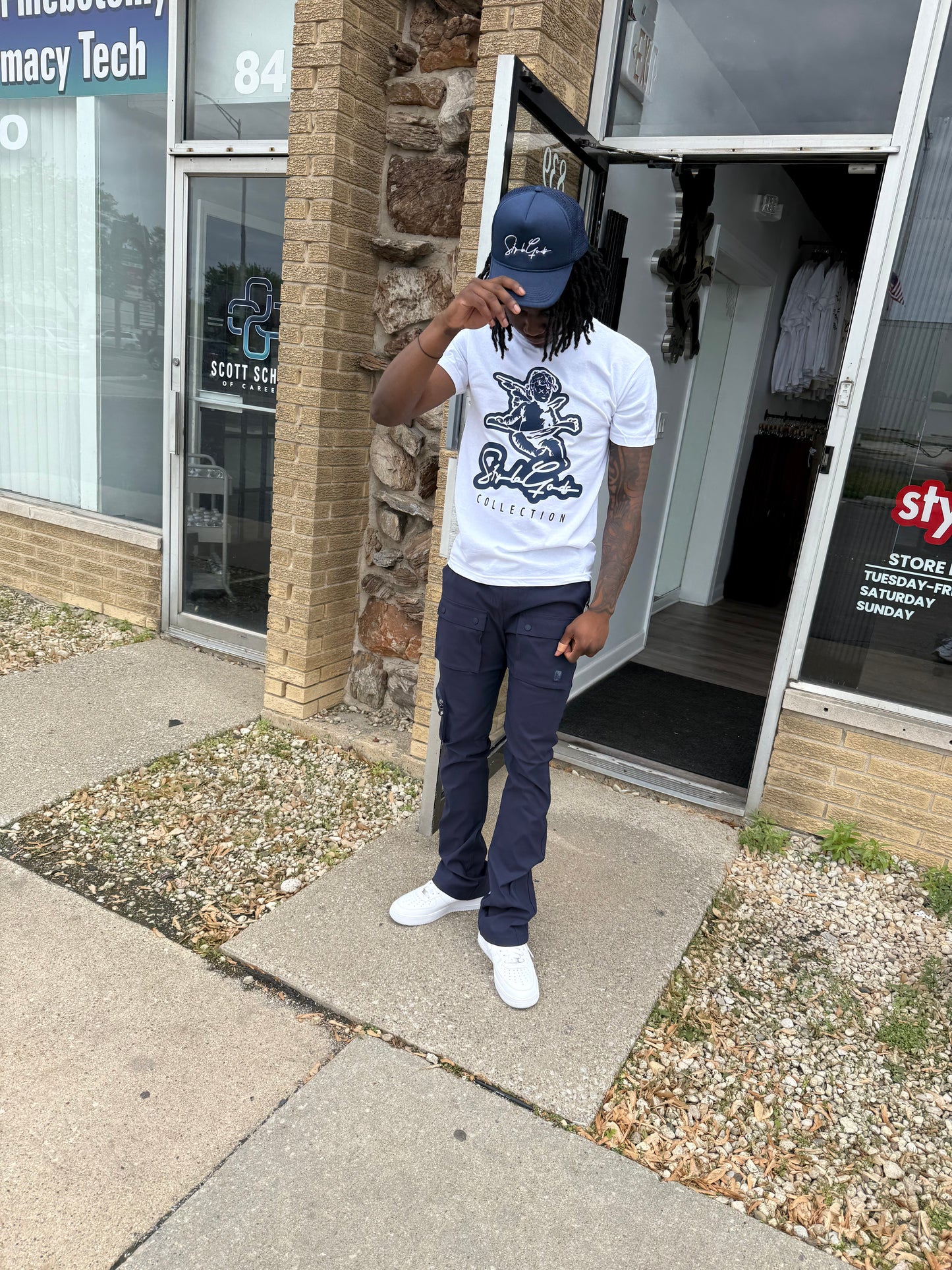 StyleGods Angel T Shirt - White\Navy