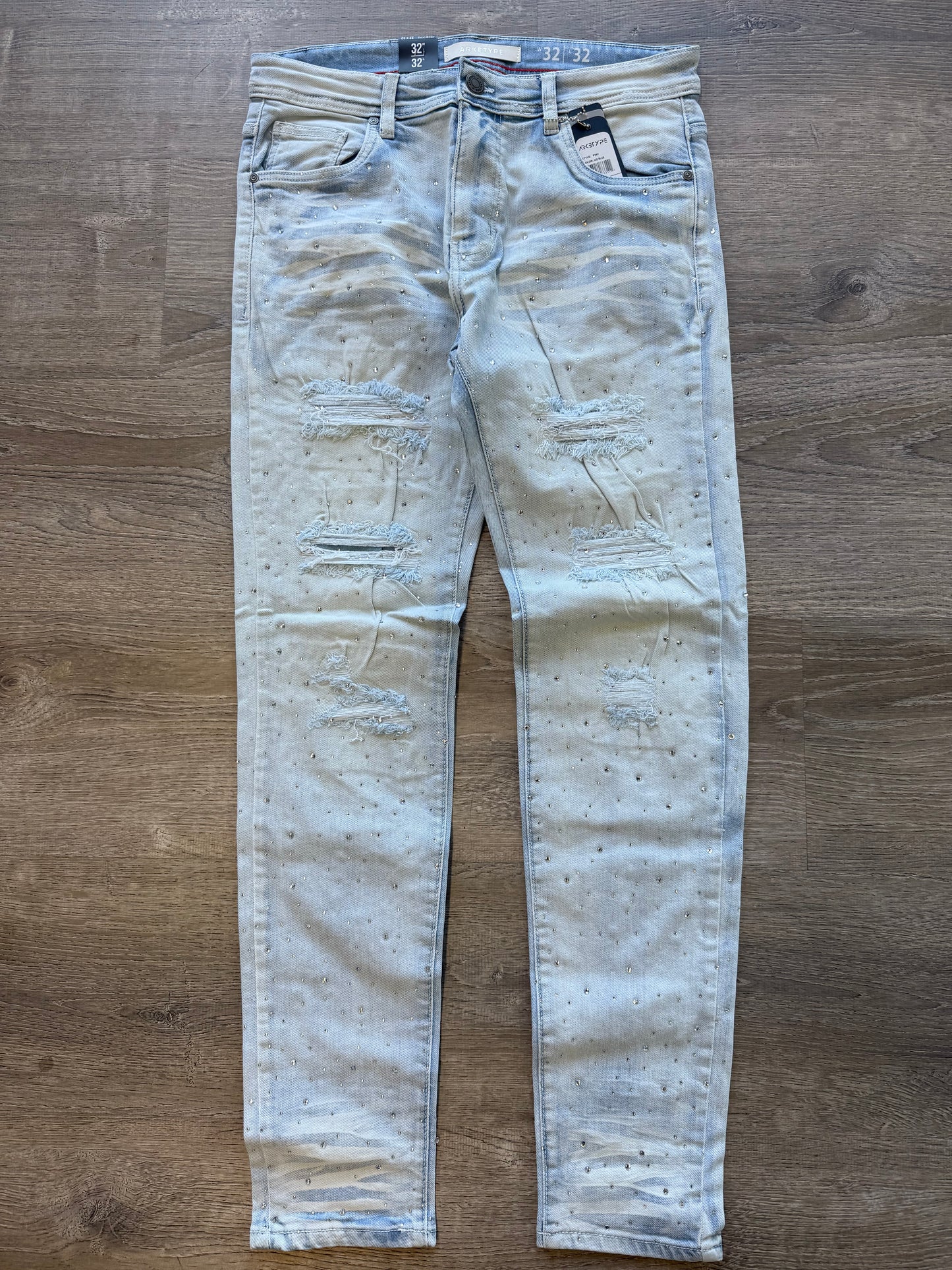 Arketype - Rip and Repair Rhinestone Denim P547 Ice Blue
