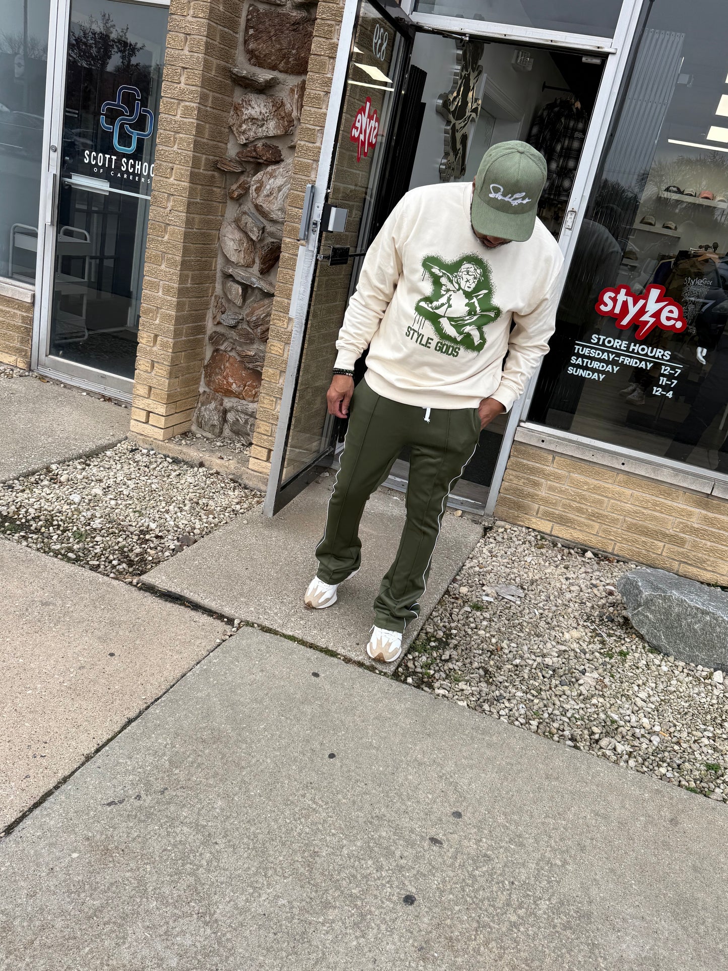 Rebel Minds STACKED Track Pants- Olive