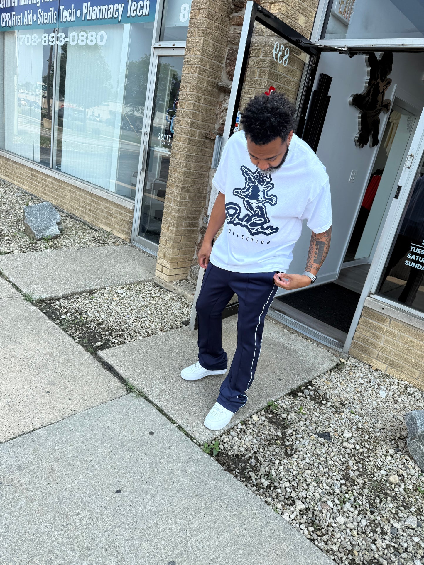 Rebel Minds STACKED Track Pants- Navy