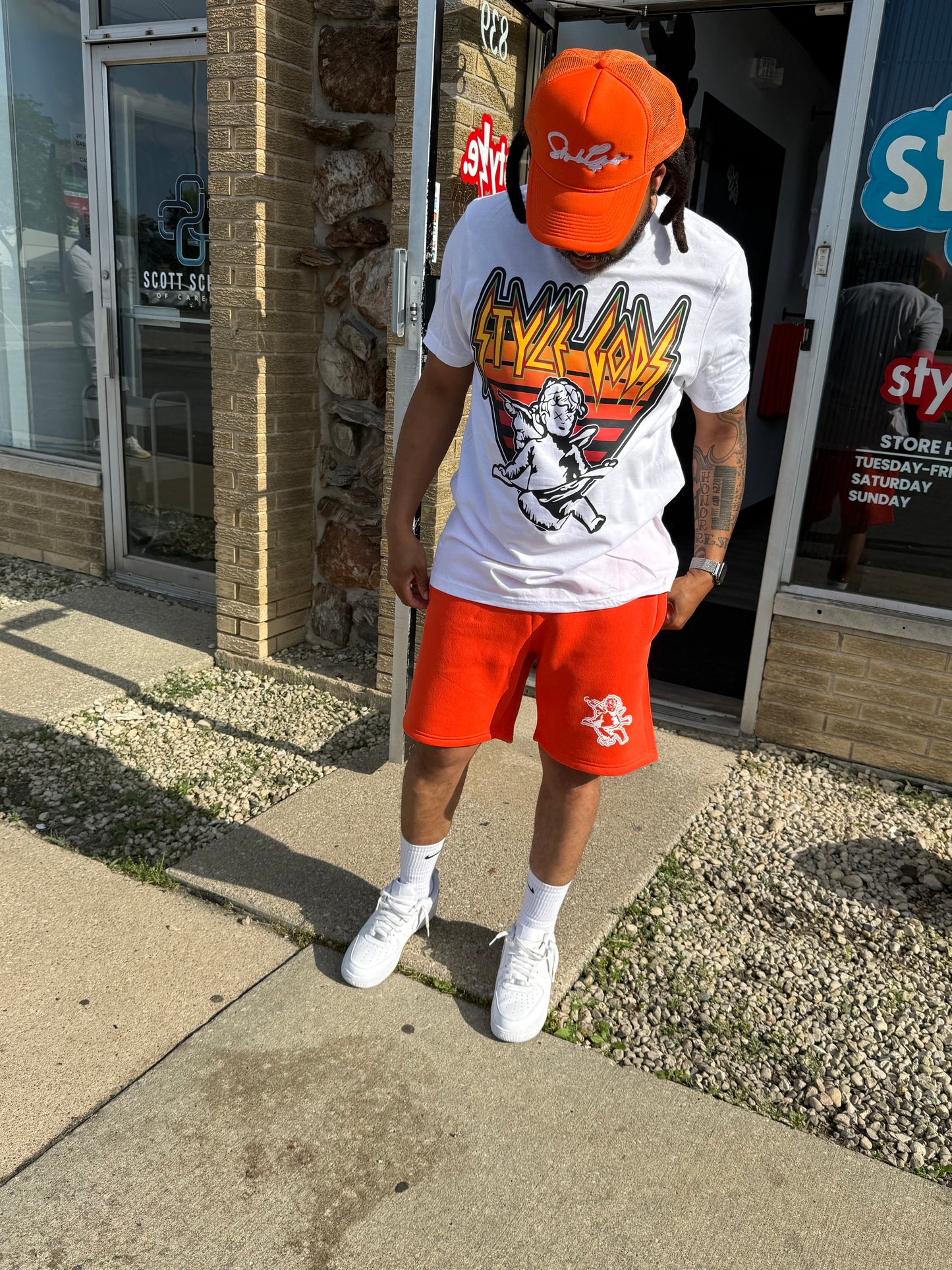 StyleGods Angel Sweat Shorts - Orange