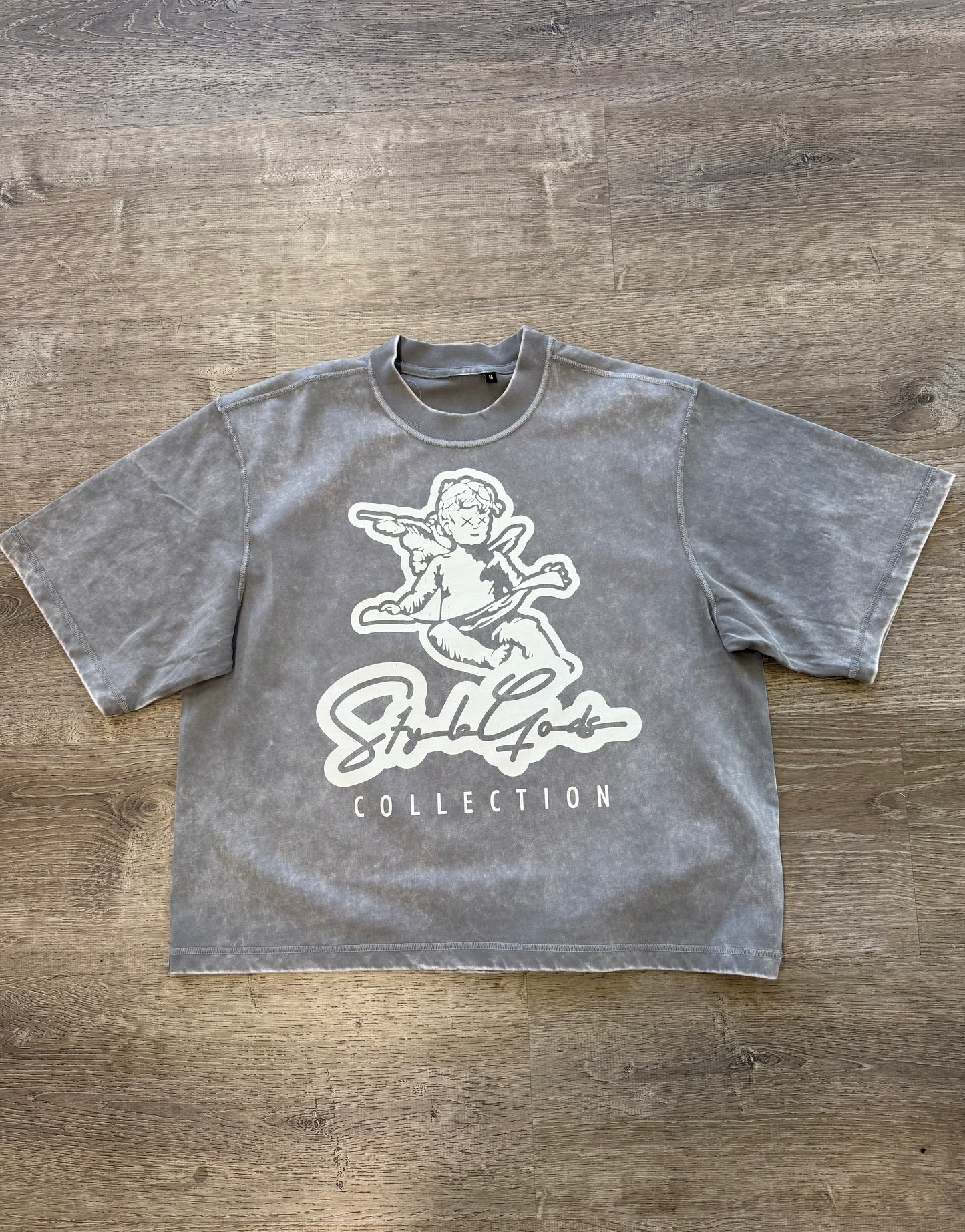StyleGods Angel Crop T - Vintage Grey\White