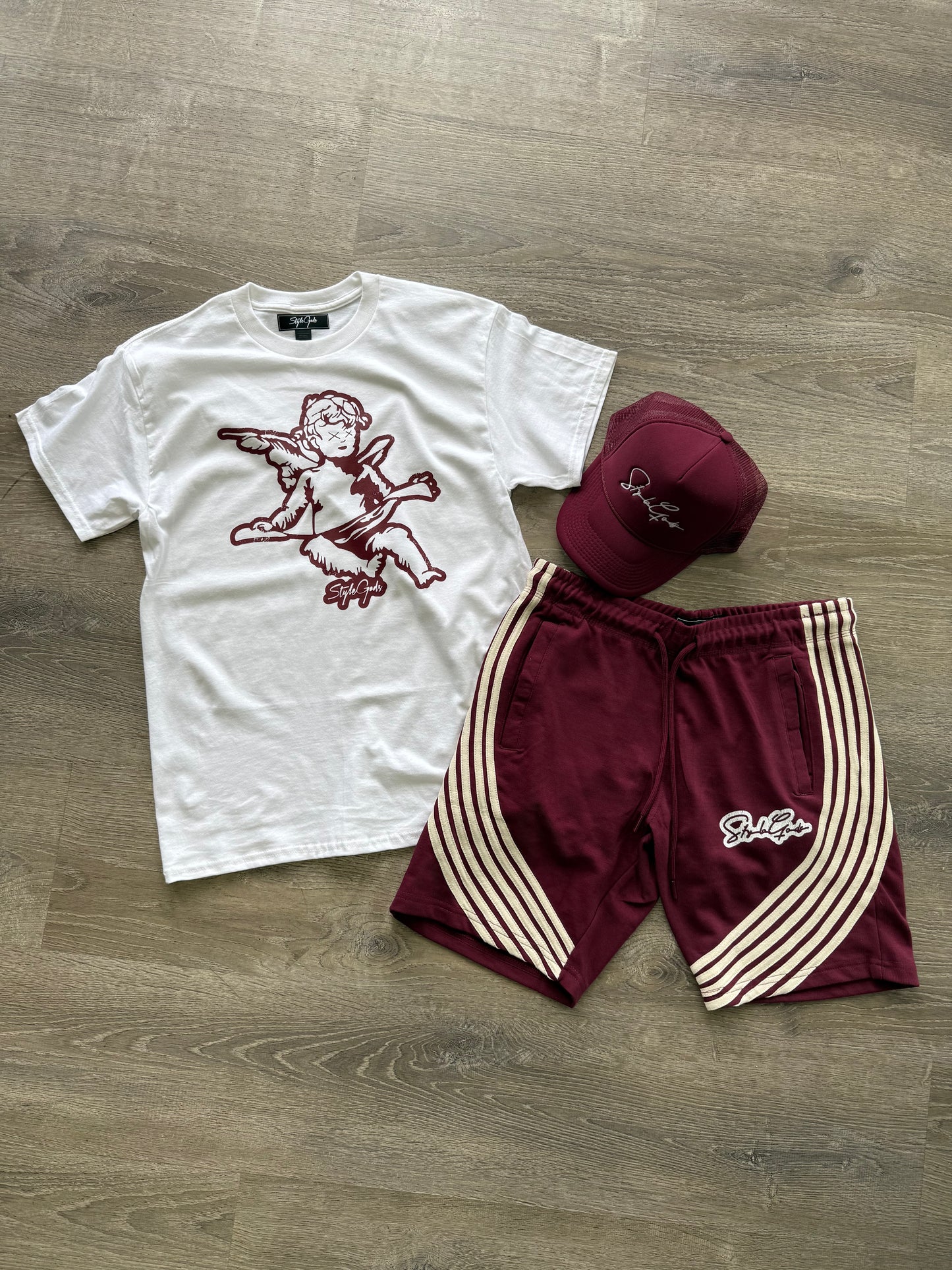 StyleGods Angel T Shirt - White\Maroon