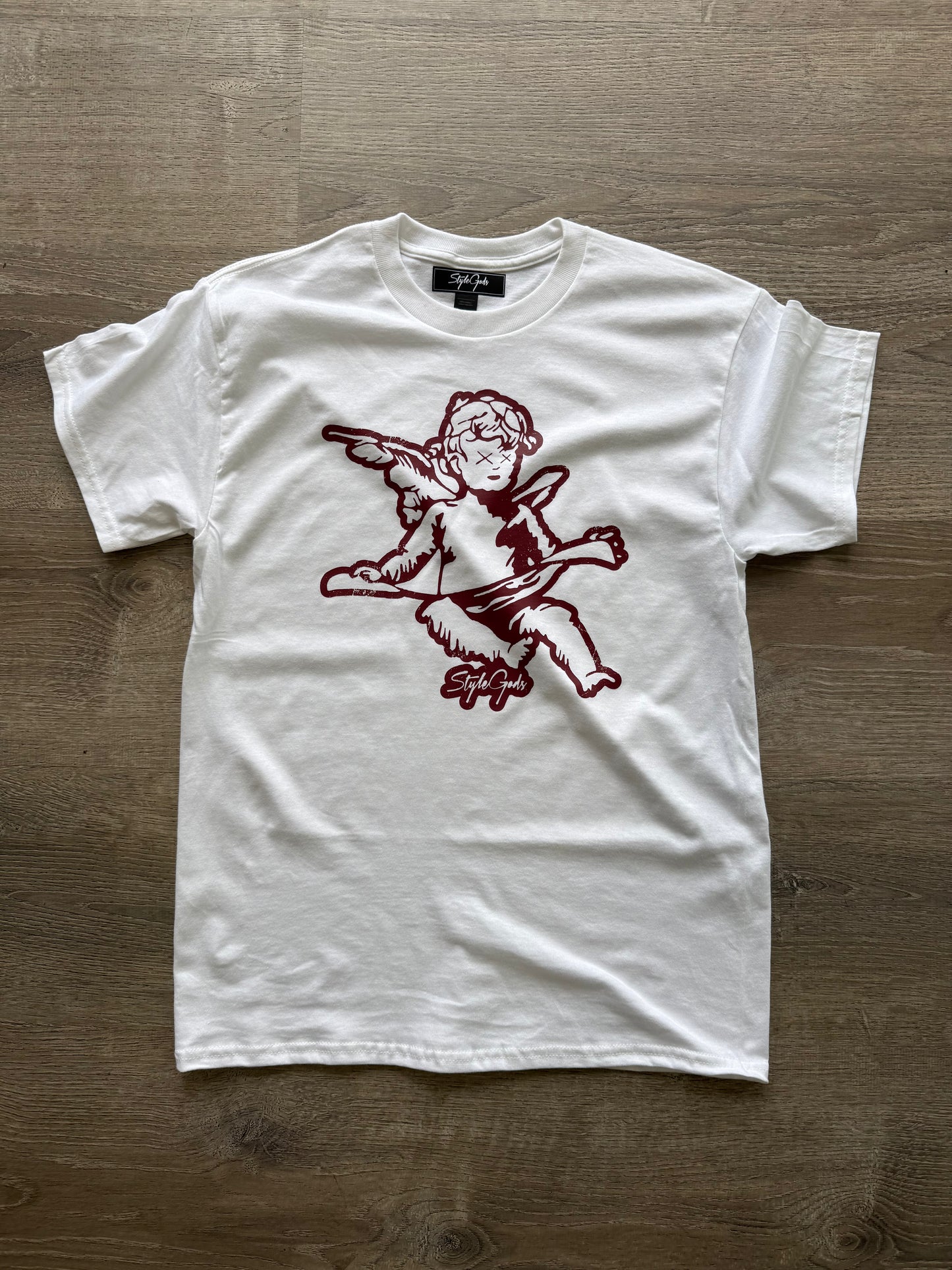 StyleGods Angel T Shirt - White\Maroon