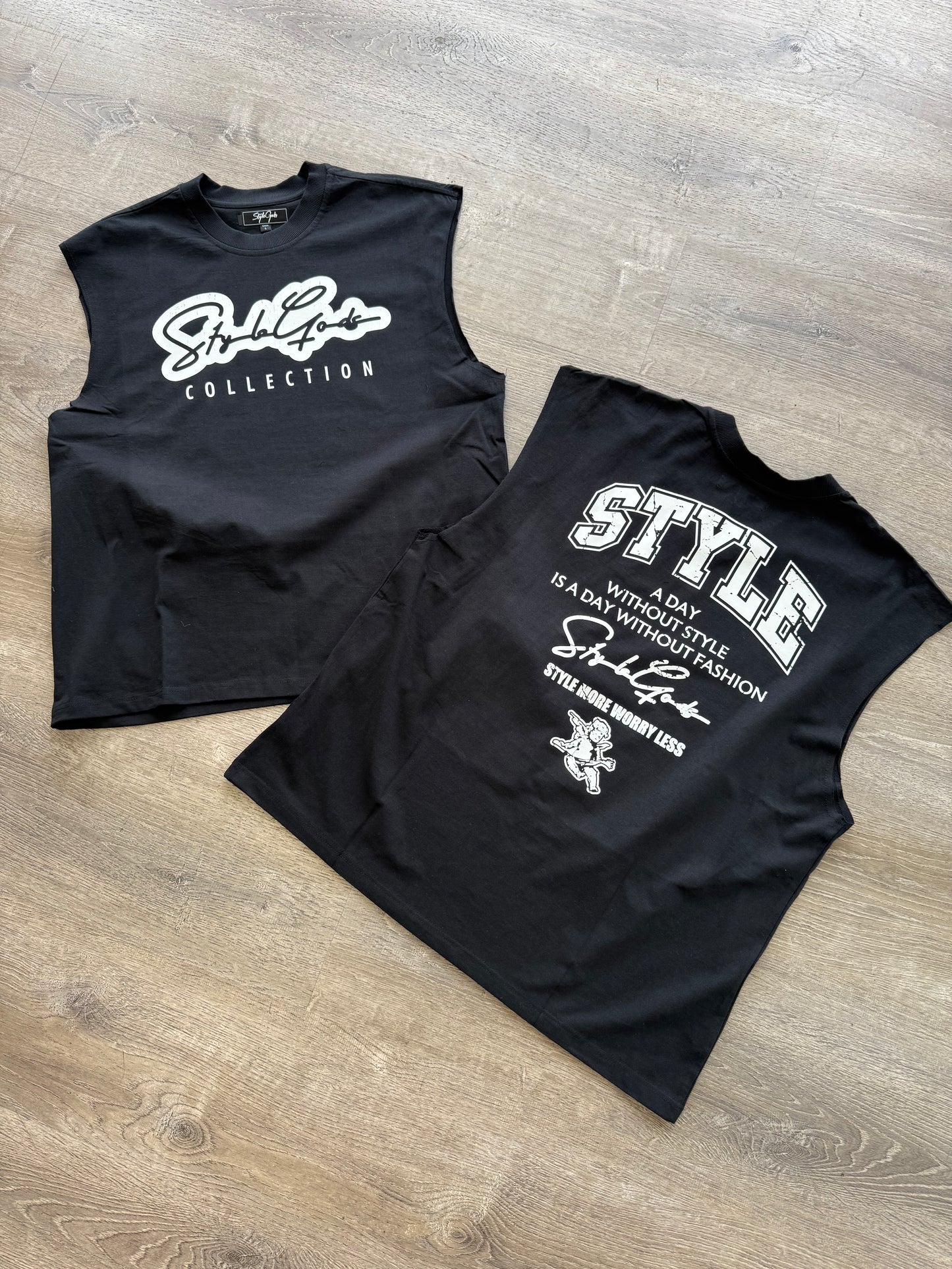 StyleGods Sleeveless T Shirt Boxy Fit - Black