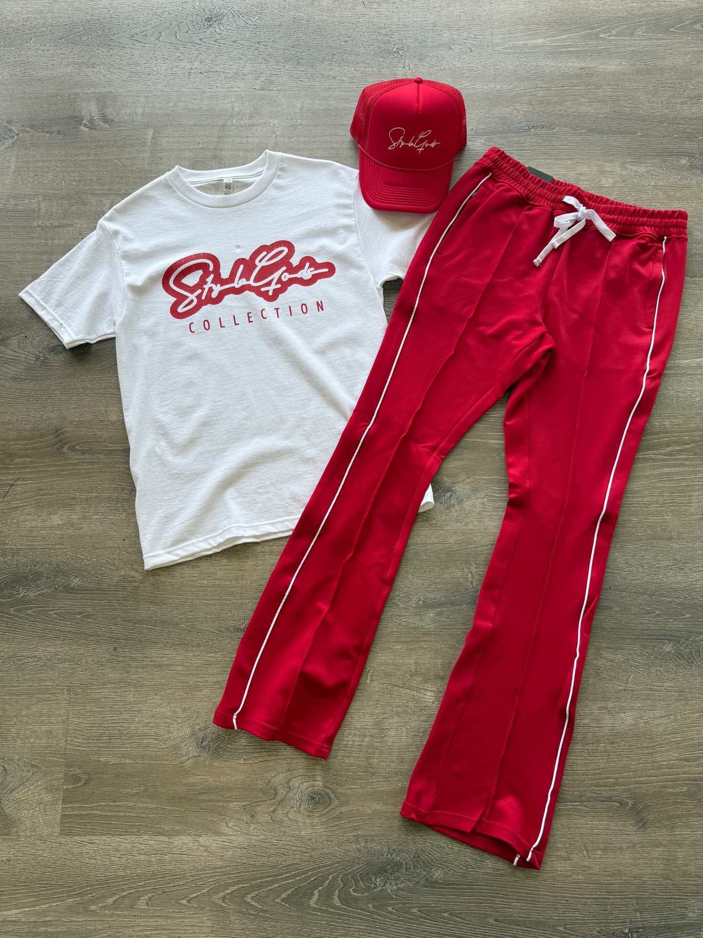 Rebel Minds STACKED Track Pants- Red