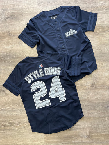 StyleGods Baseball Jersey - Navy\White\Grey