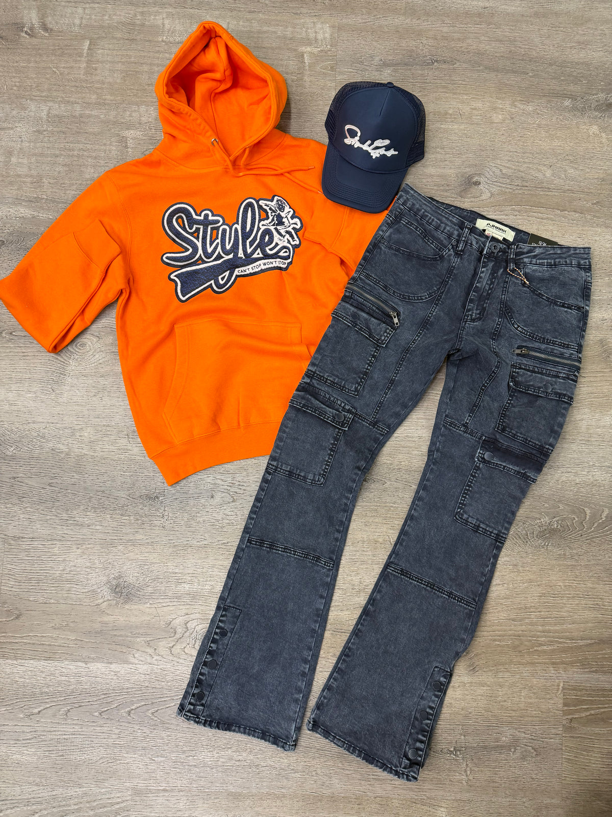 StyleGods Varsity Hoodie Sweater Orange\White\Navy