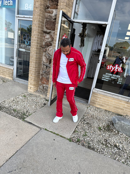 StyleGods Stacked Track Jacket - Red\White