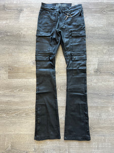 Bleeker and Mercer- Wax Denim Cargo STACKED FIT D605 - Black