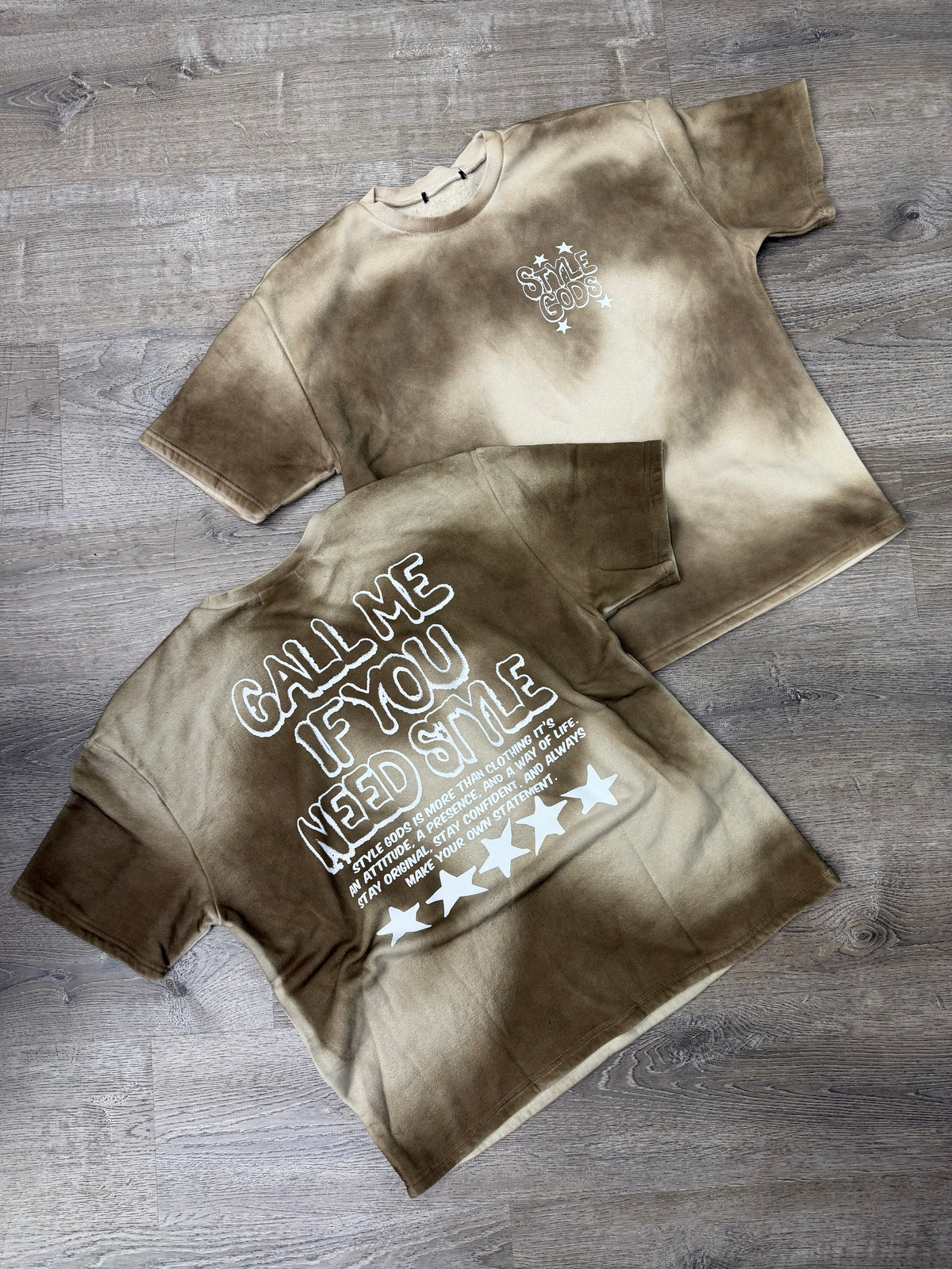 StyleGods Call Me T Shirt  - Tan\Brown