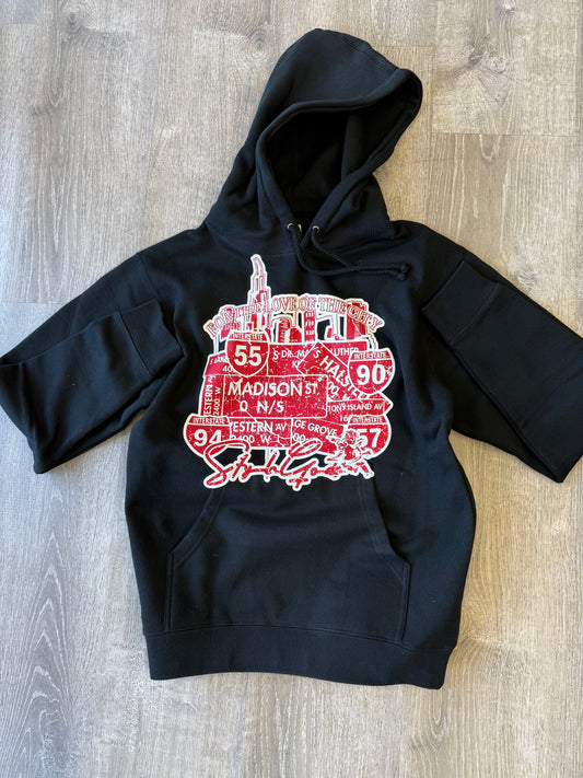 StyleGods City Hooded SweatShirt - Black\Red Clearance