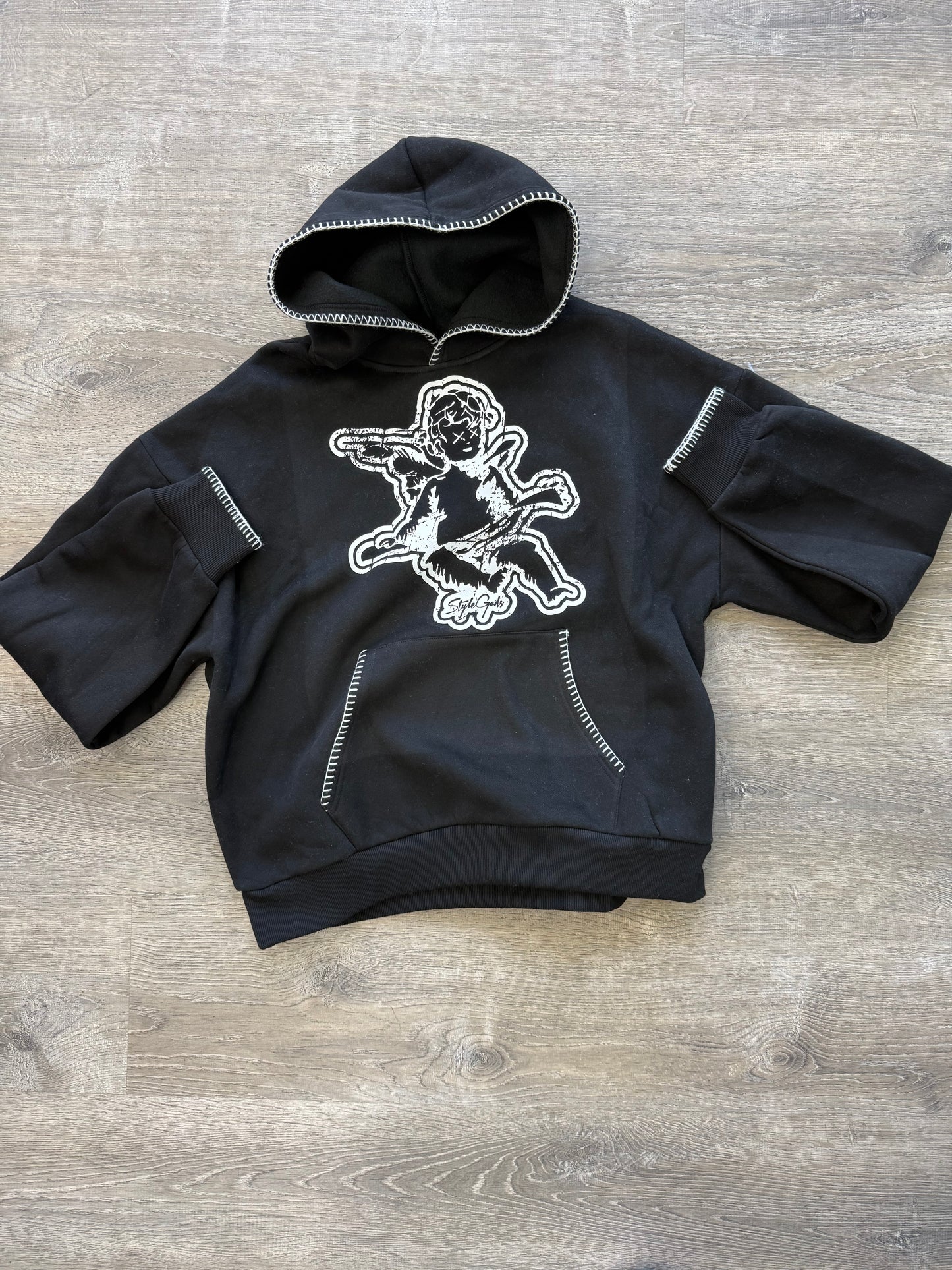 StyleGods Angel Stitch Sweater Hoodie Black\White
