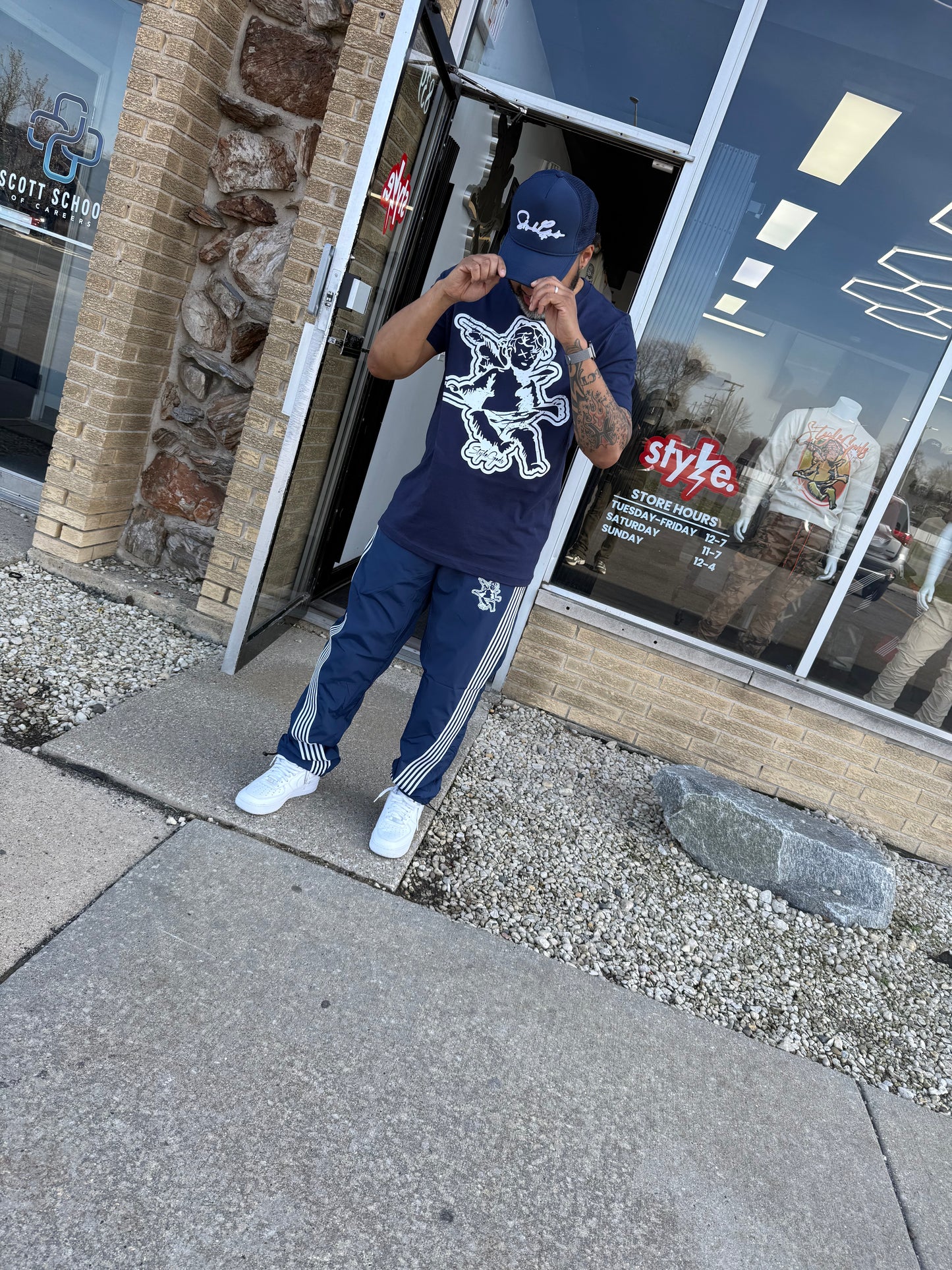 StyleGods Jumbo Angel T Shirt Navy\White