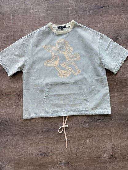 StyleGods Denim Crop Signature Script - Denim\Beige