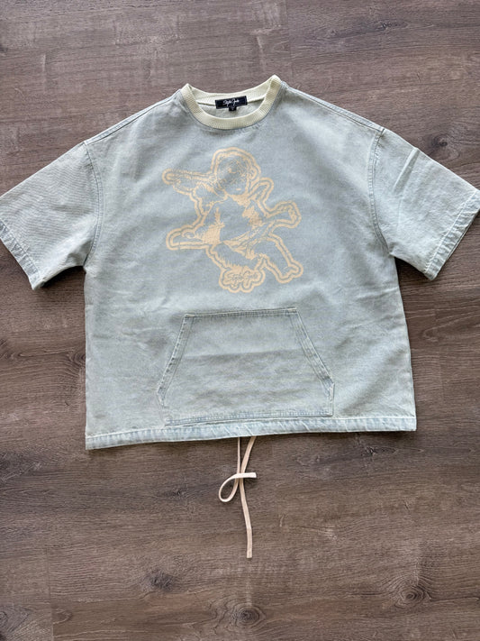 StyleGods Denim Crop Signature Script - Denim\Beige