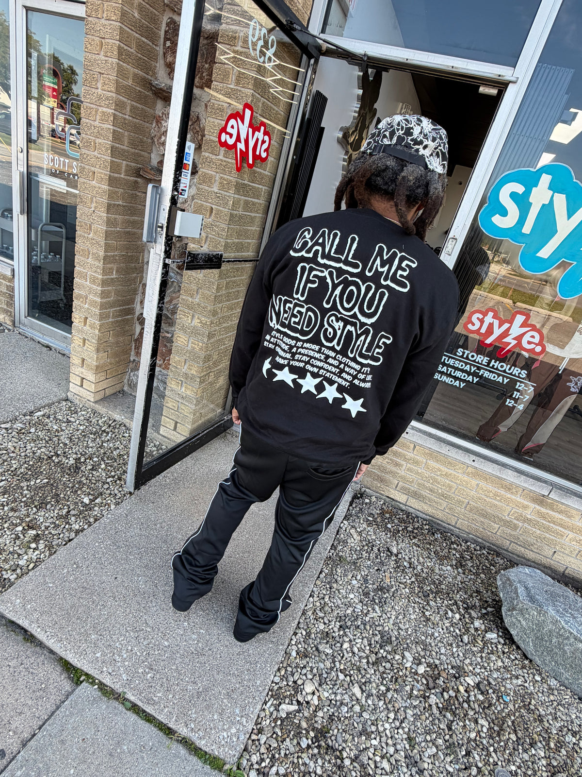 StyleGods Call Me Crewneck - Black\White