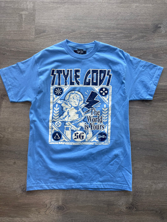 StyleGods World Is Yours T Shirt - Baby Blue\White\Navy