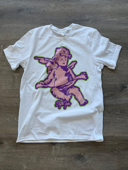 StyleGods Jumbo Angel T Shirt White\Pink\ Purple