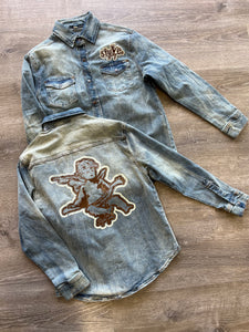 StyleGods Angel Denim Shirt - Lt. Tint/Tan/Brown