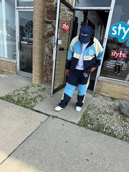 StyleGods Nylon Track Suits - Navy\Cream\Light Blue