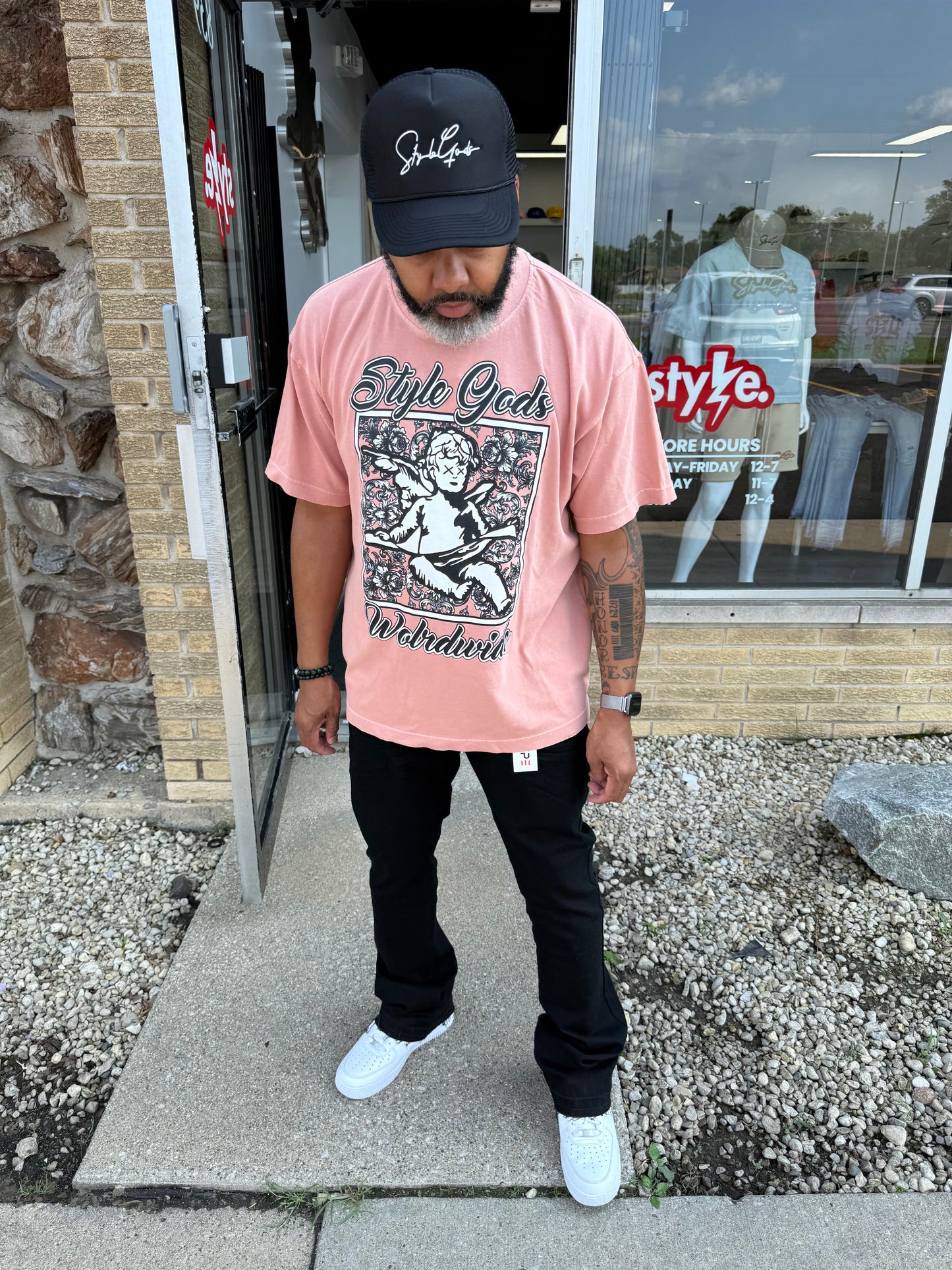 StyleGods Angel Paint T Shirt -  Mauve\White\Grey\Black